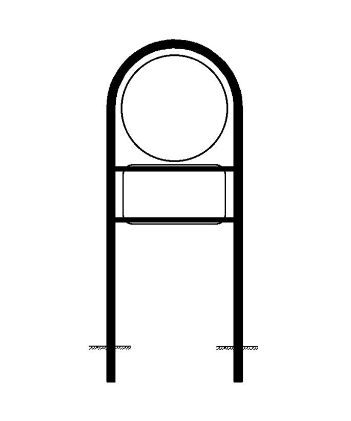 Rohrrahmen für 1 Ronde und 1 Schild mit 2 Standrohren