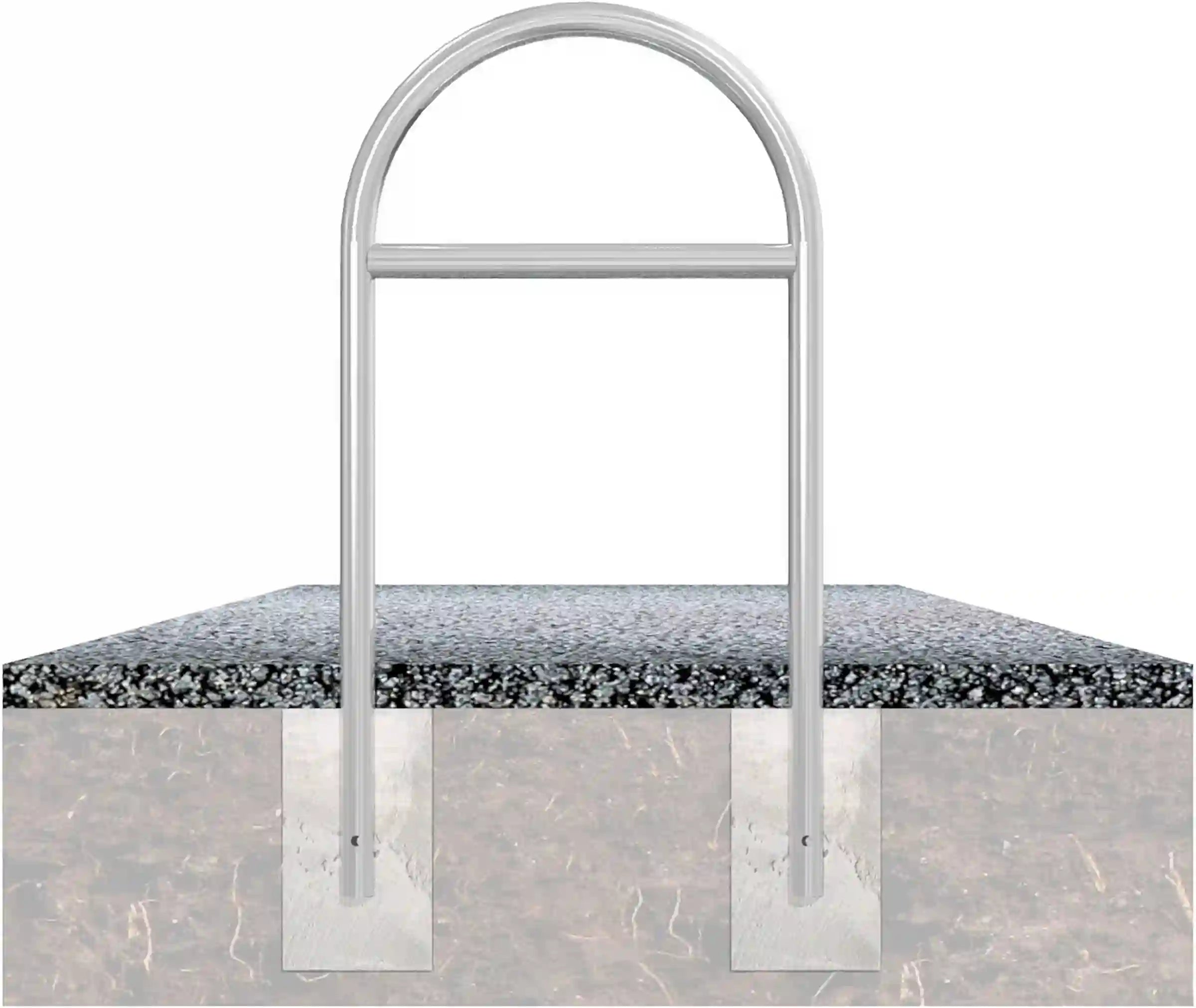 Anlehn- und Absperrbügel, Stahlrohr Ø 48 mm, 650 mm Breite mit Querstrebe