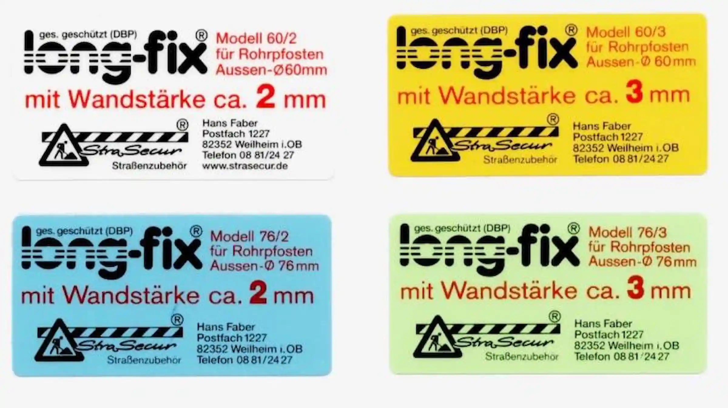 Rohrverbindungselement „Long-Fix“ für Rohrpfosten und Verkehrszeichen