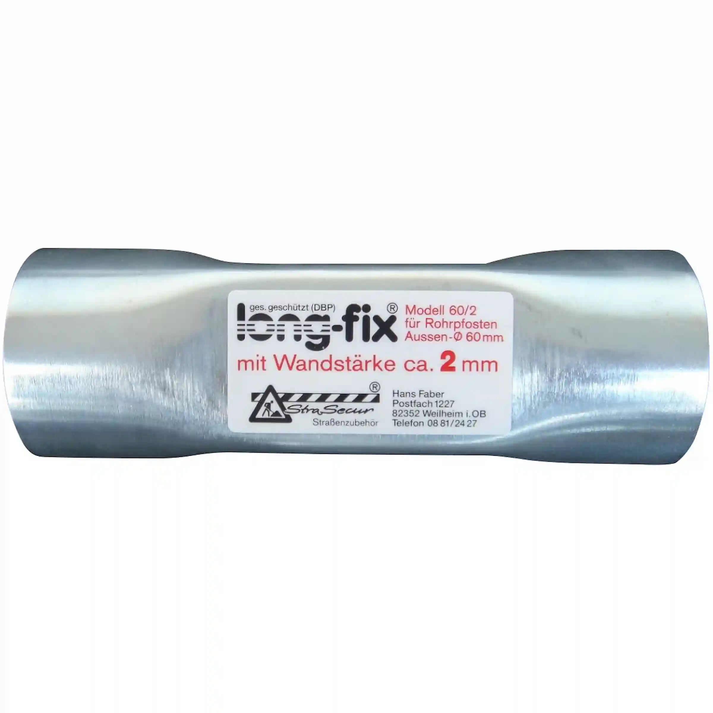 Rohrverbindungselement „Long-Fix“ für Rohrpfosten und Verkehrszeichen