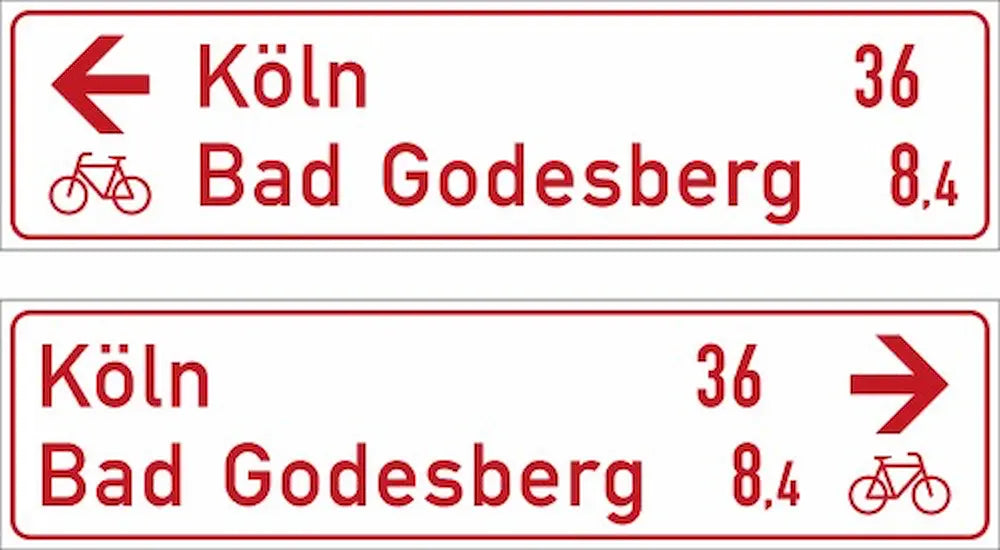 Radwegschild als Tabellenwegweiser, doppelseitig