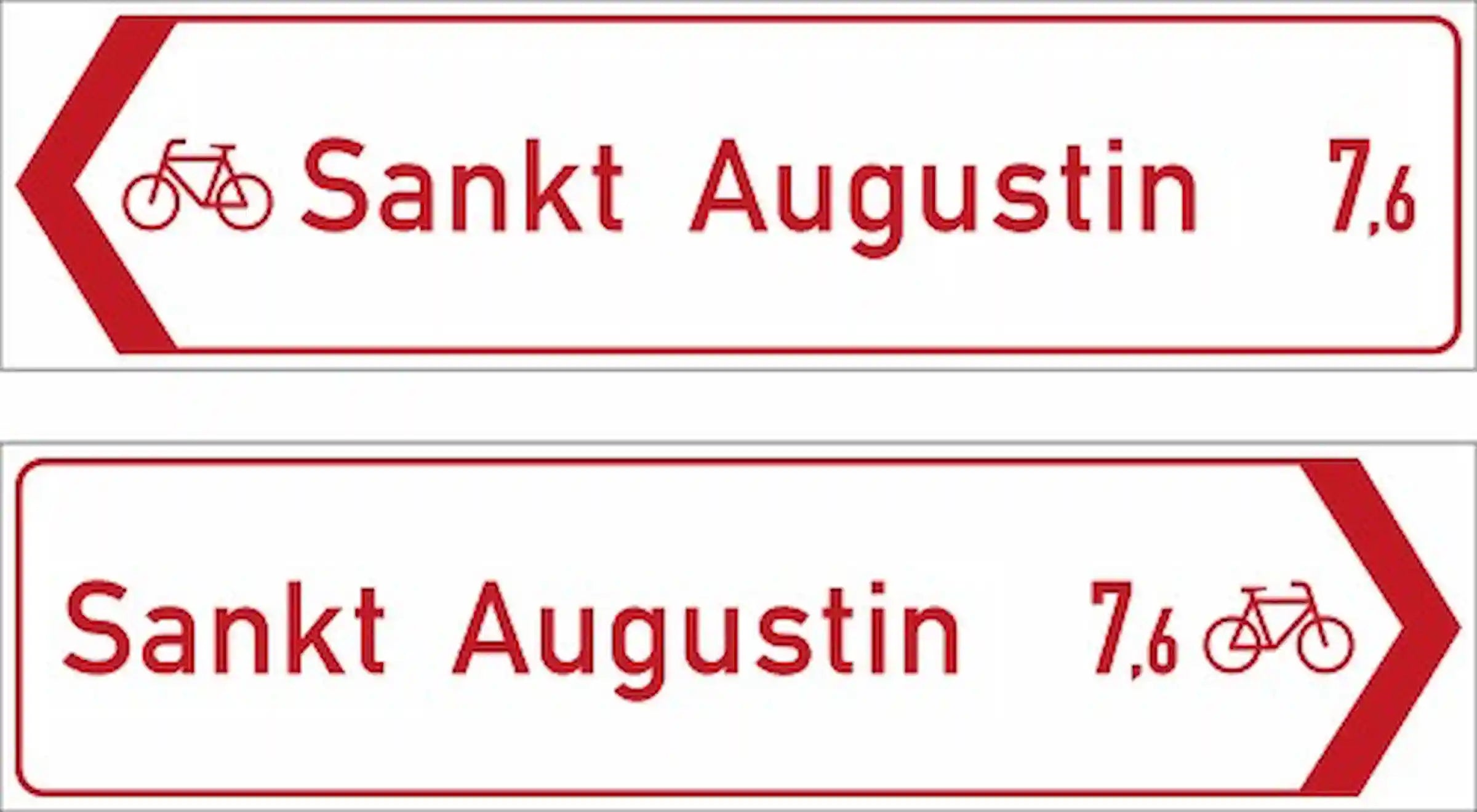 Radwegschild als Pfeilwegweiser, doppelseitig