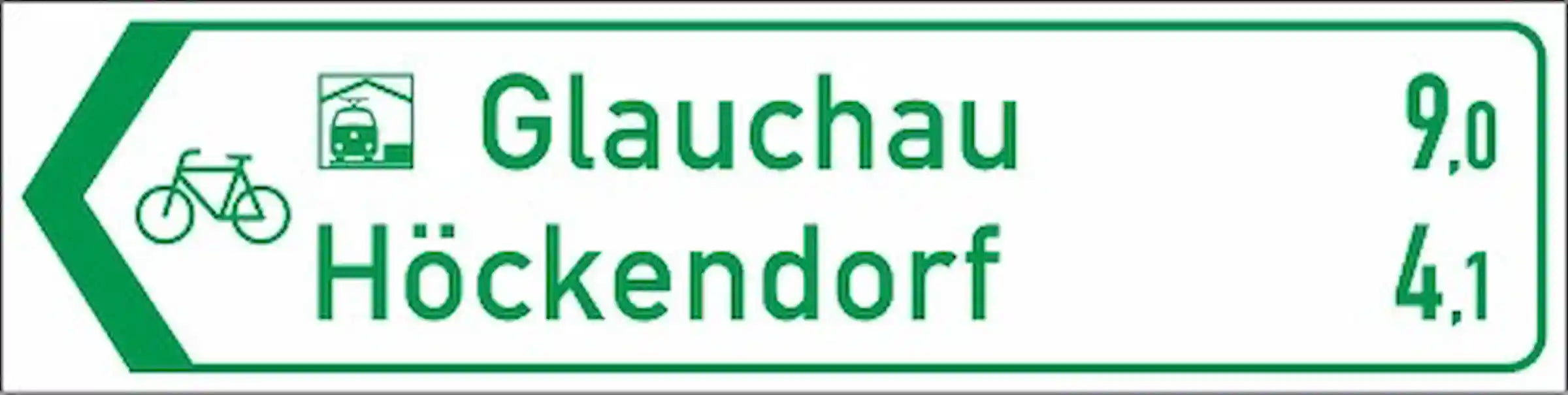 Radwegschild als Pfeilwegweiser, einseitig
