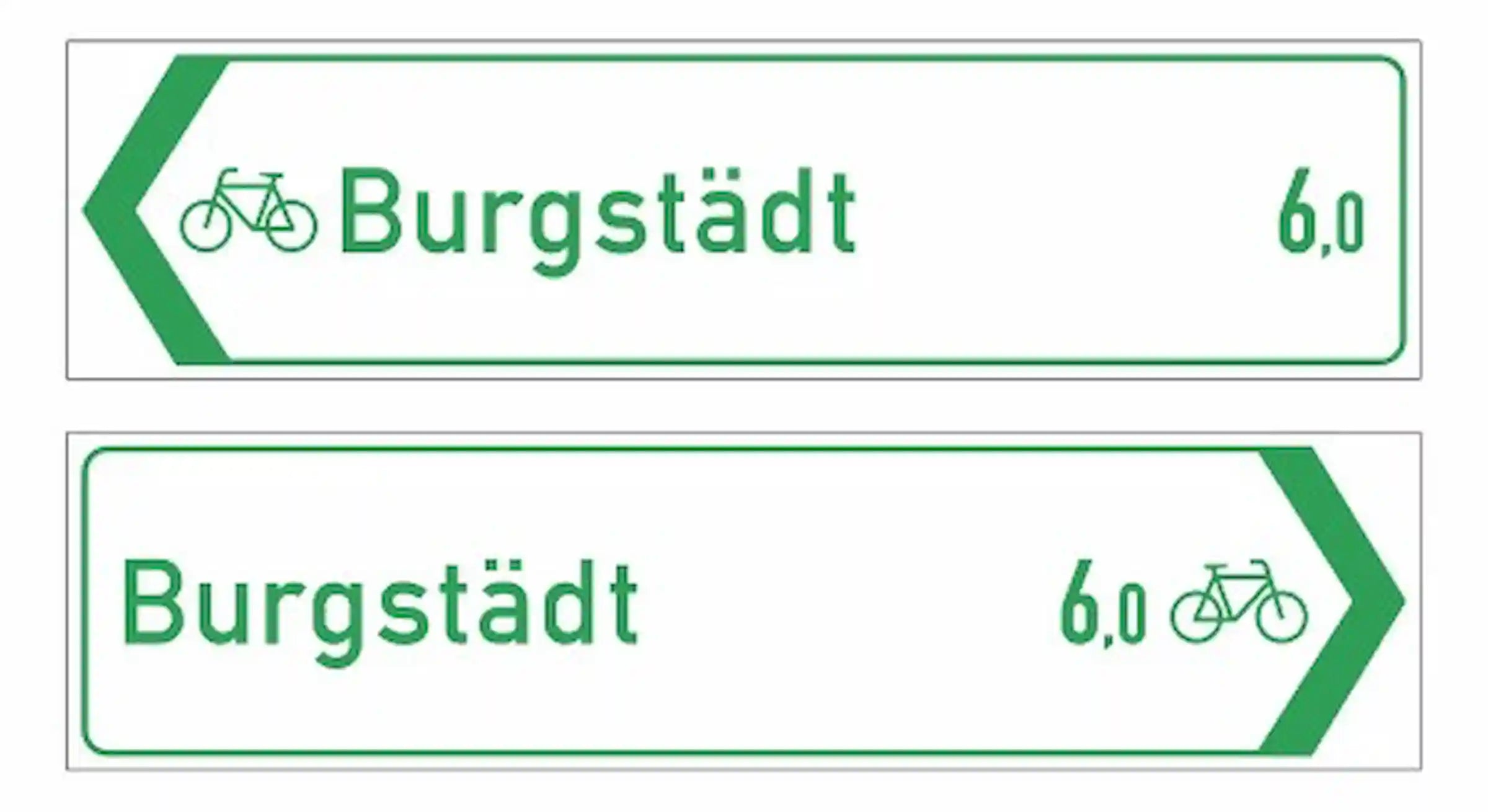 Radwegschild als Pfeilwegweiser, doppelseitig