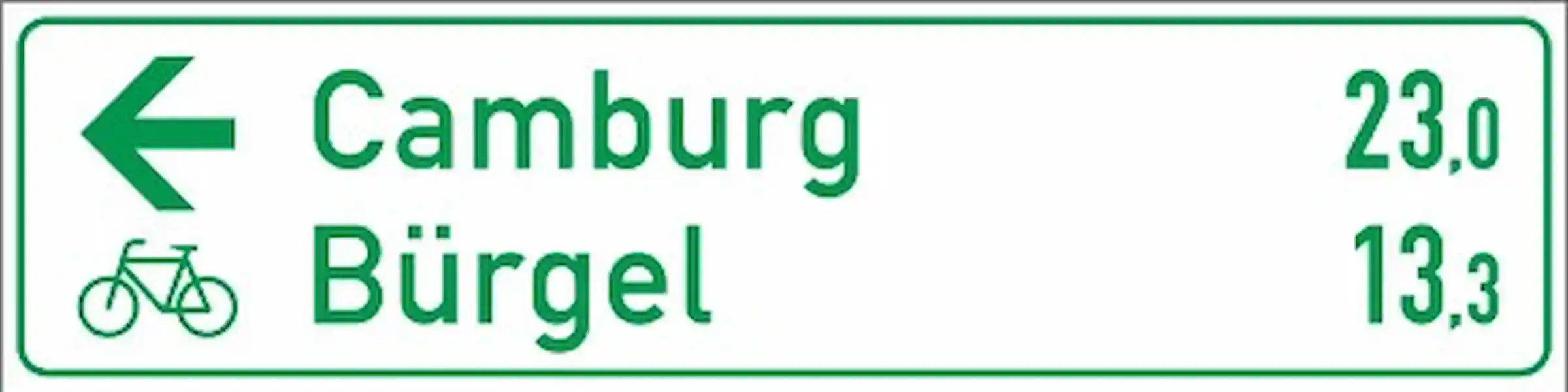 Radwegschild als Tabellenwegweiser, einseitig