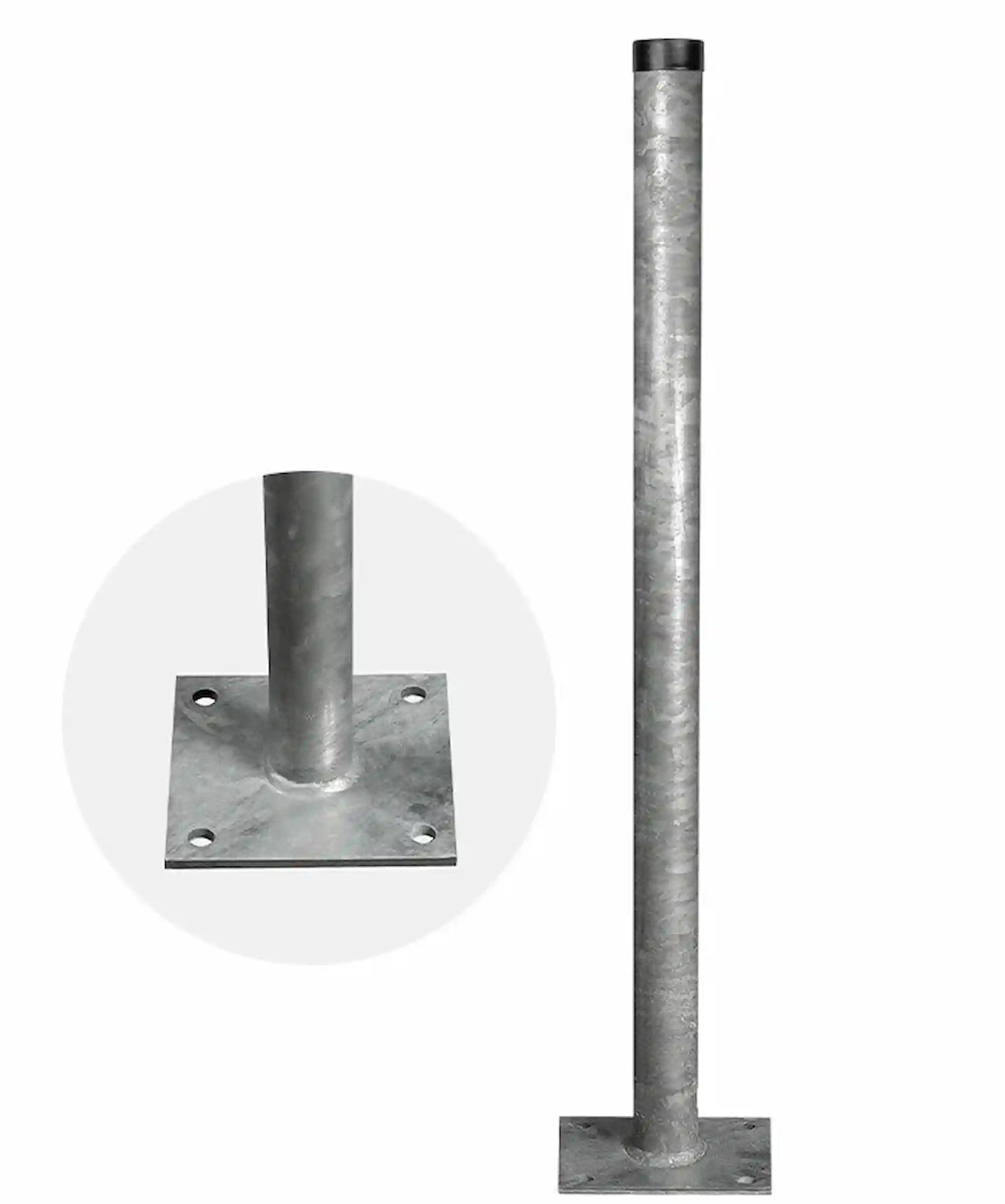Rohrpfosten mit Fussplatte (inkl. Rohrkappe)
