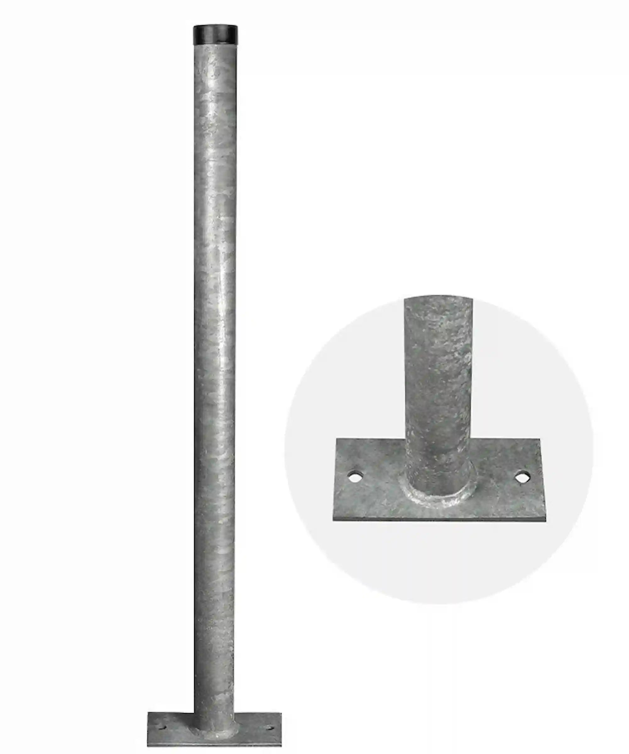 Rohrpfosten mit Fussplatte (inkl. Rohrkappe)