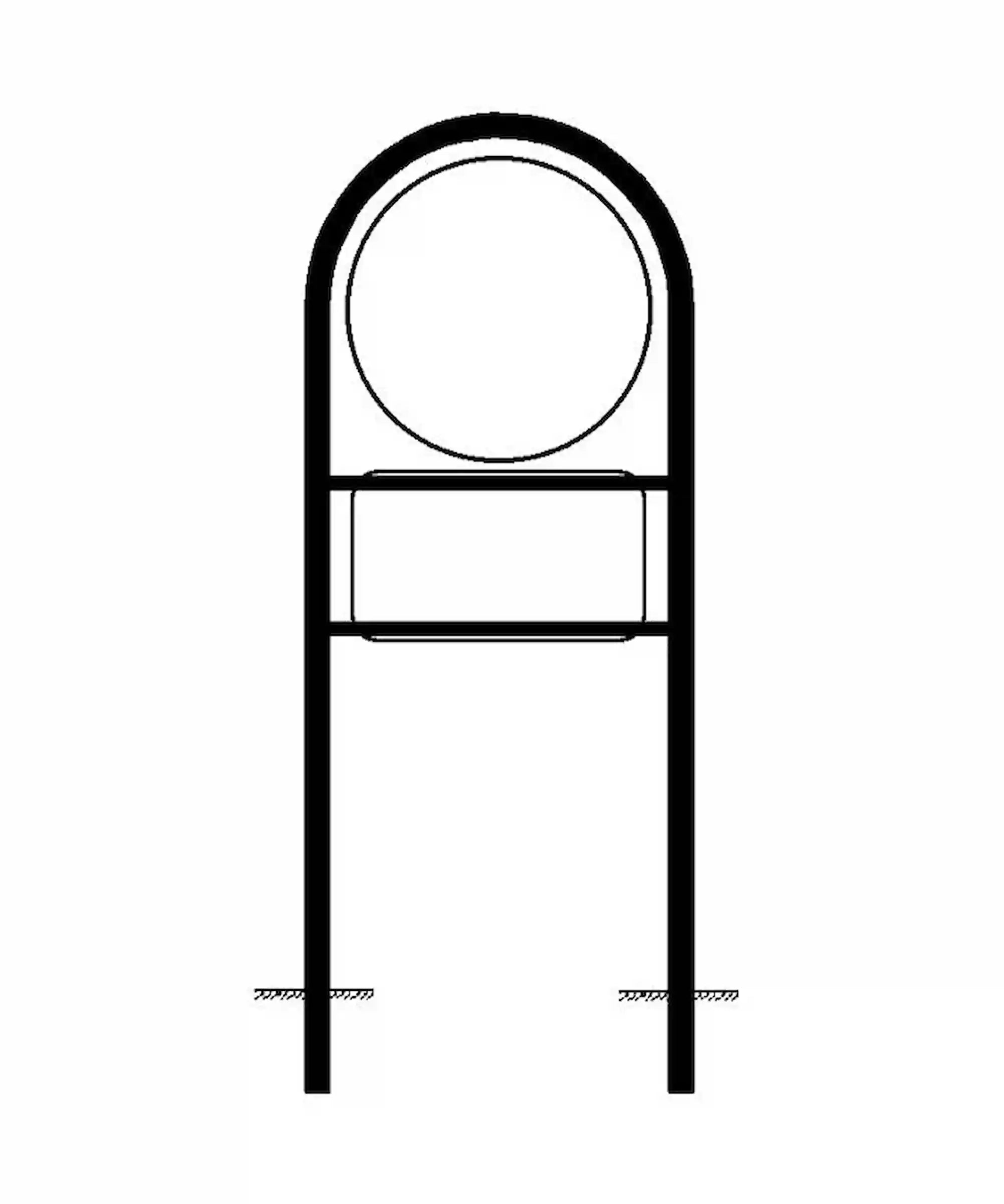 Rohrrahmen für 1 Ronde und 1 Schild mit 2 Standrohren