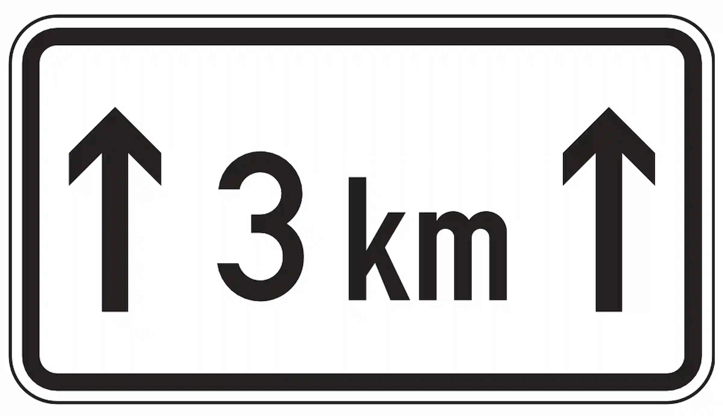 Hinweisschild „auf … km“ zur Angabe der Dauer einer Maßnahme.