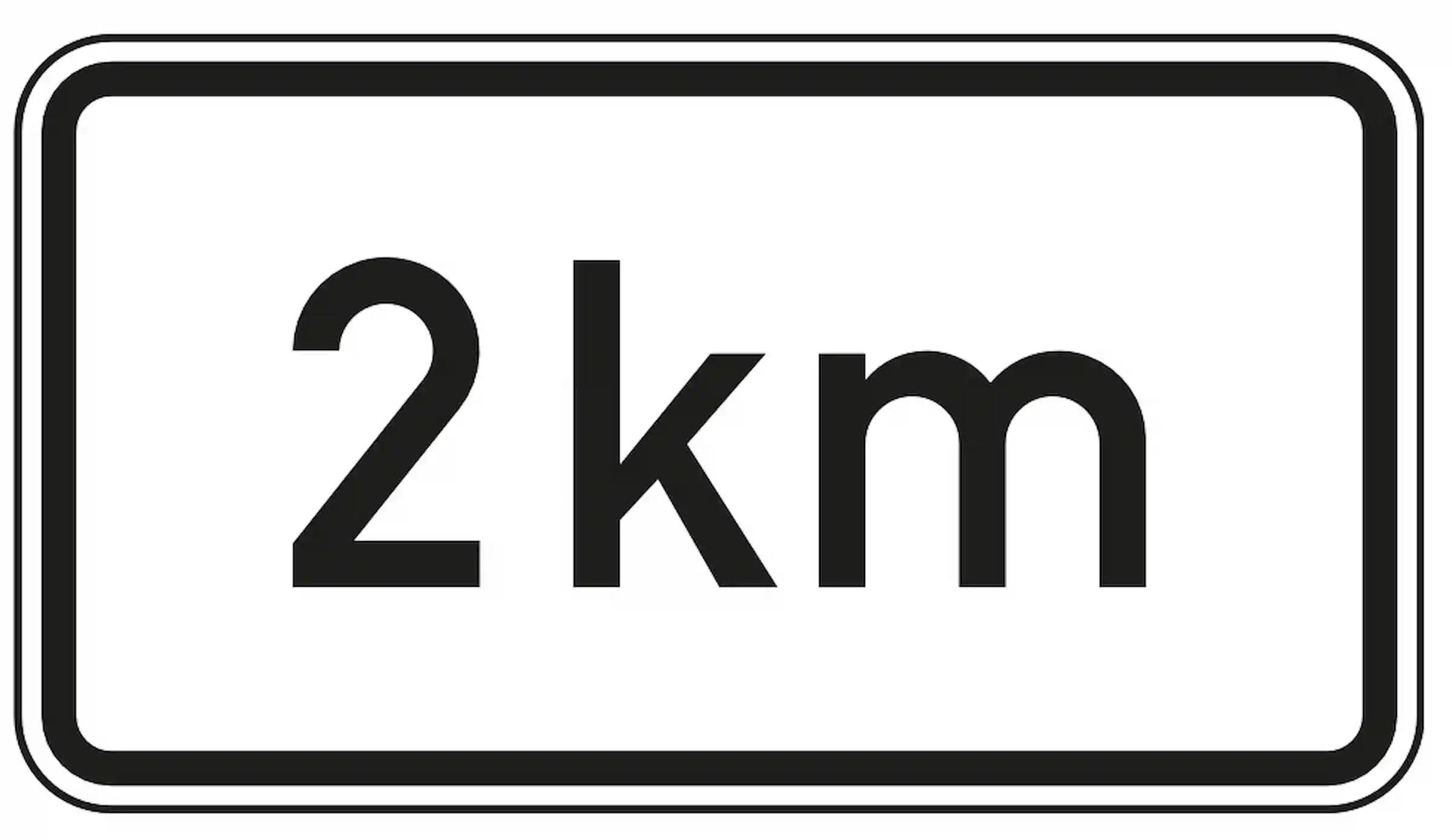 usatzzeichen mit Entfernungsangabe in Kilometern.