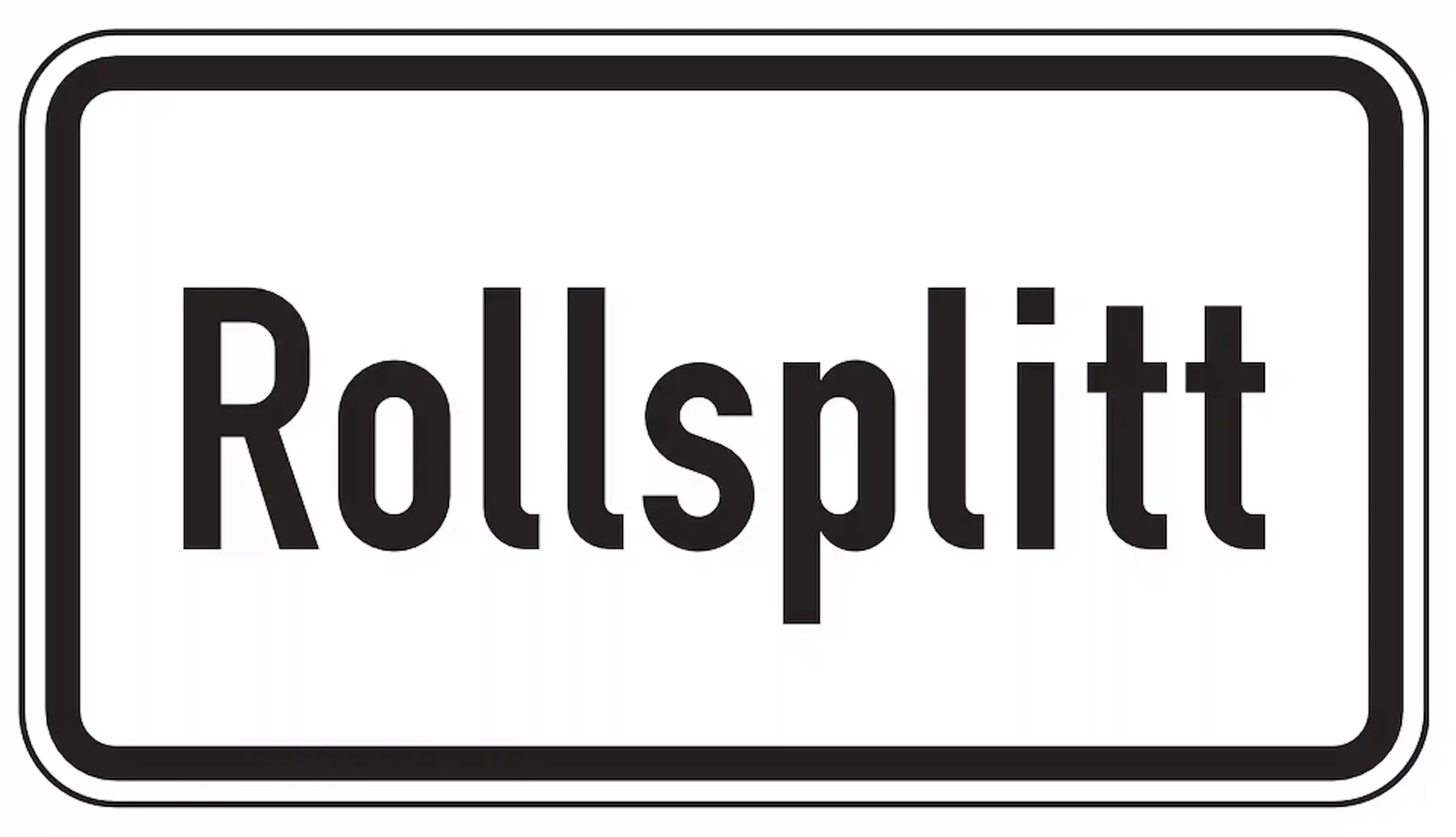 Zusatzzeichen: Rollsplitt – rutschige Fahrbahn möglich.