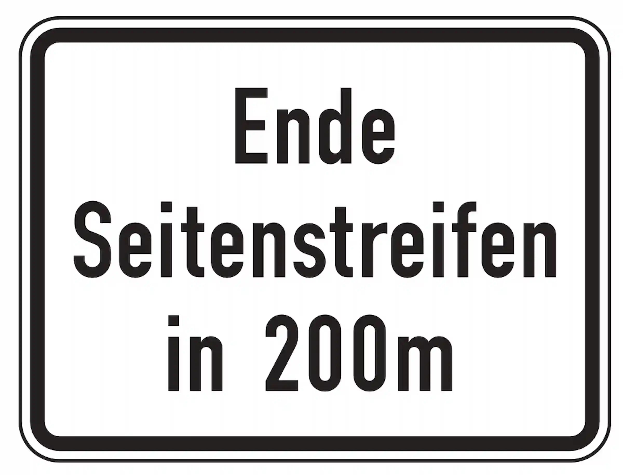 Ende des Seitenstreifens in 200 Meter