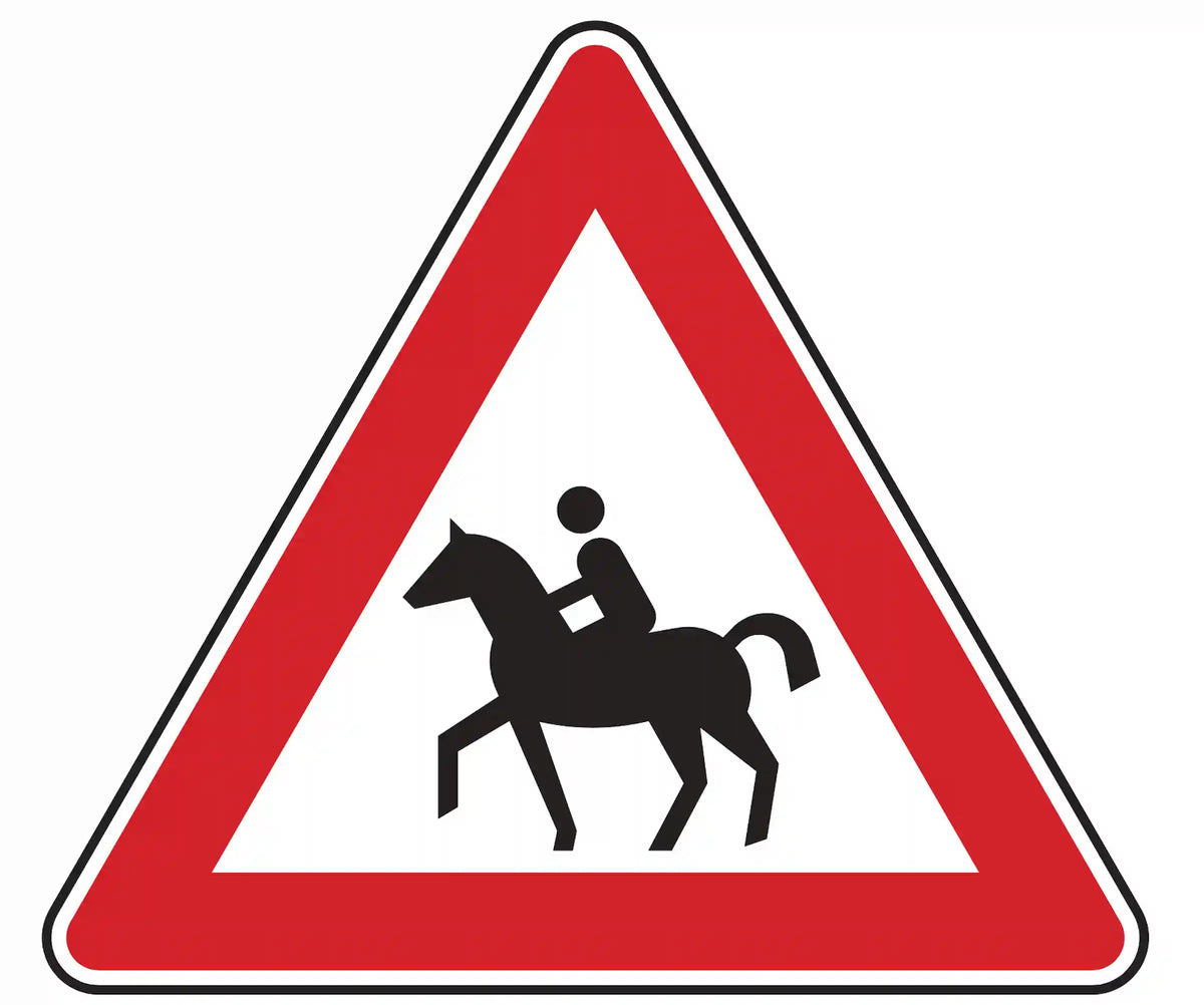 Verkehrszeichen 101-13 – Reiter (Warnschild, Aufstellung rechts)