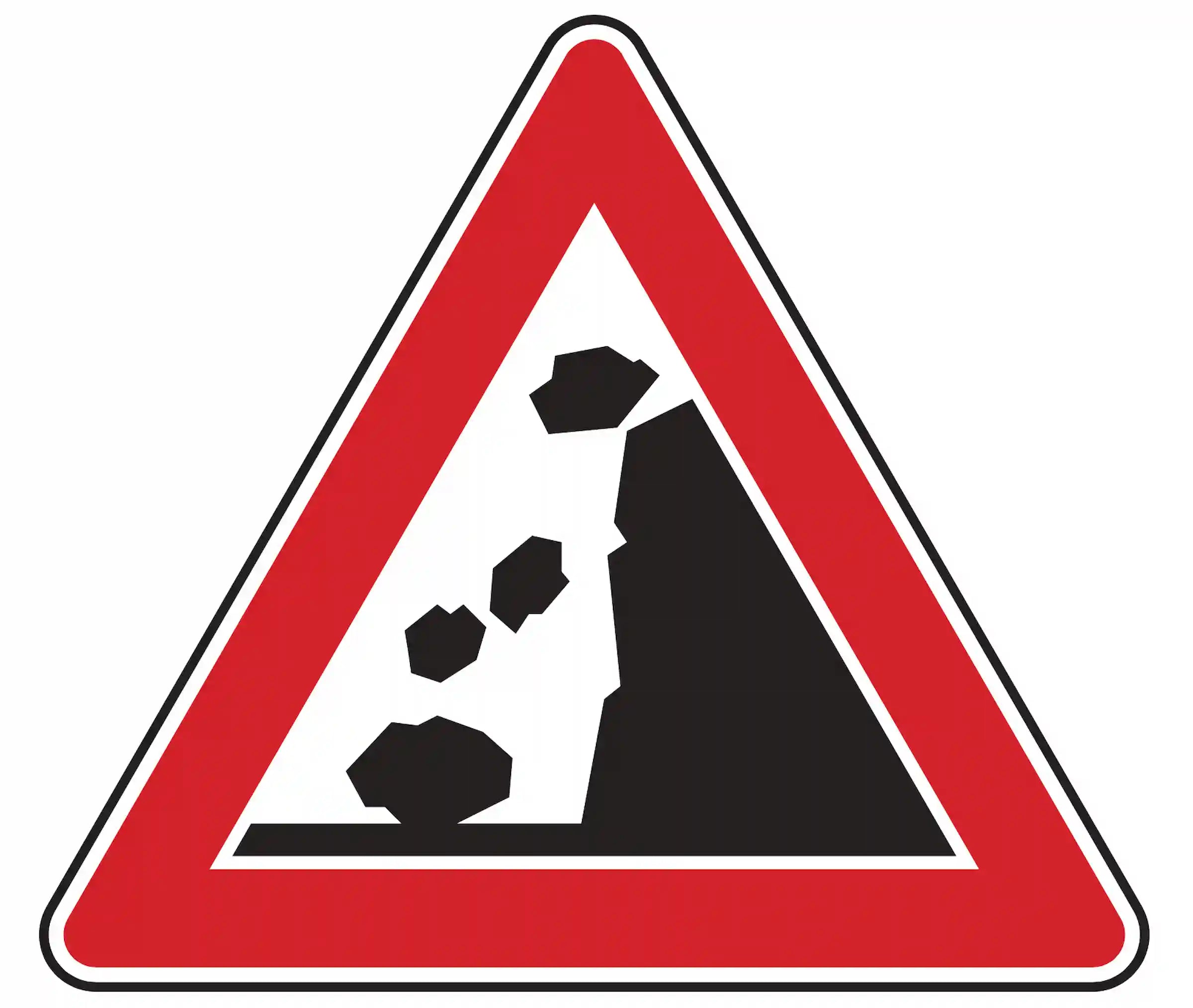 Verkehrszeichen 101-15 – Steinschlag (Warnschild, Aufstellung rechts)