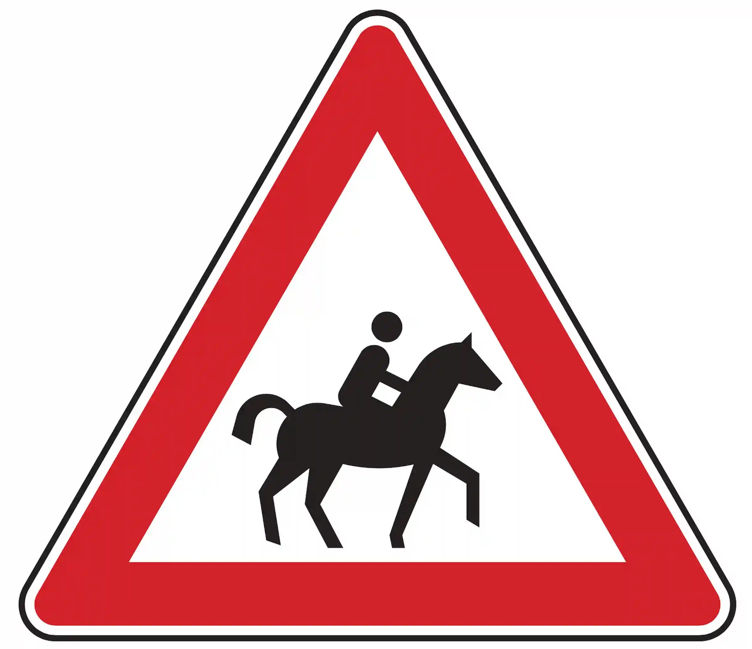 Verkehrszeichen 101-23 – Reiter (Warnschild, Aufstellung links)
