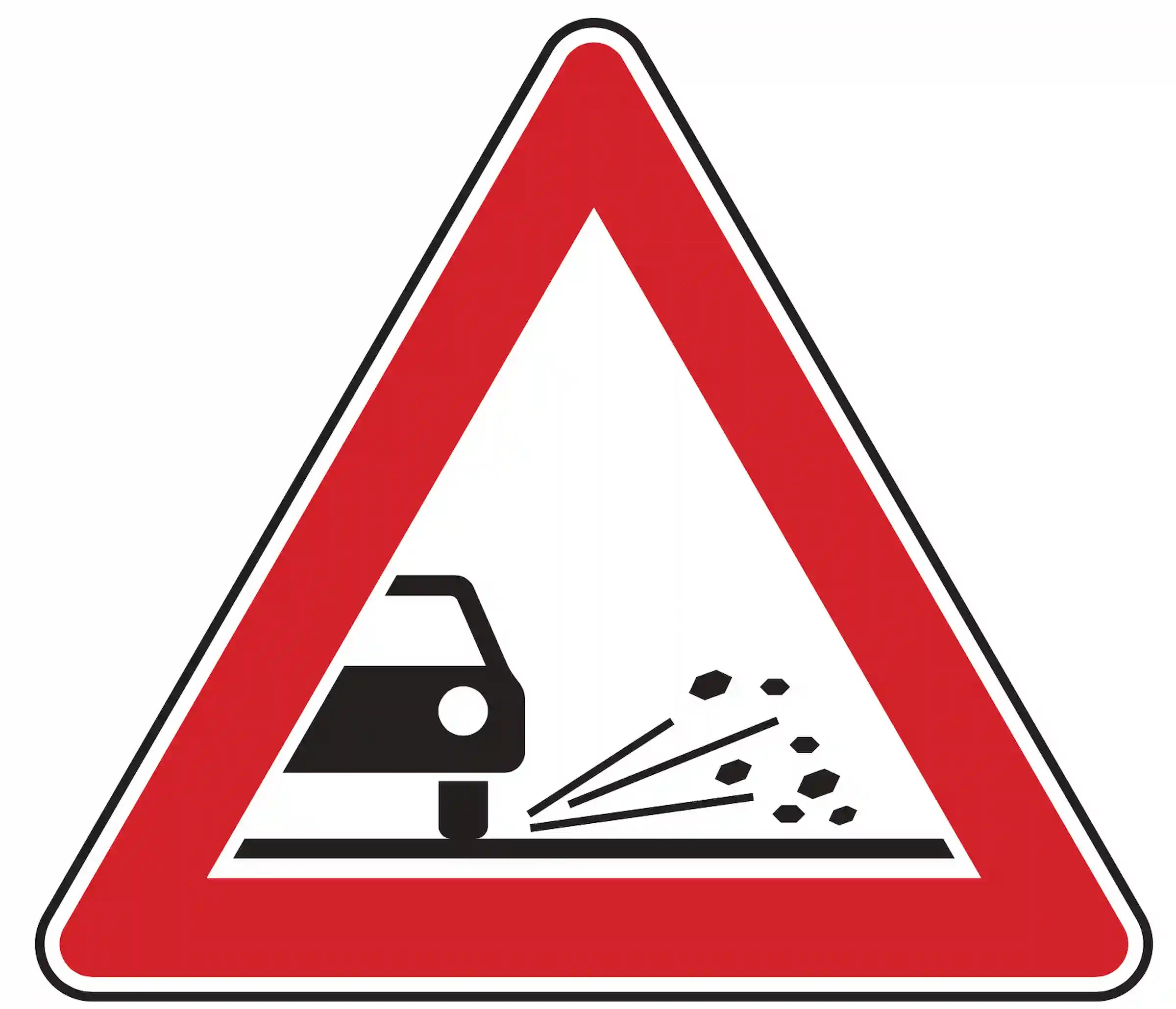 Verkehrszeichen 101-52 – Splitt, Schotter (Warnschild)