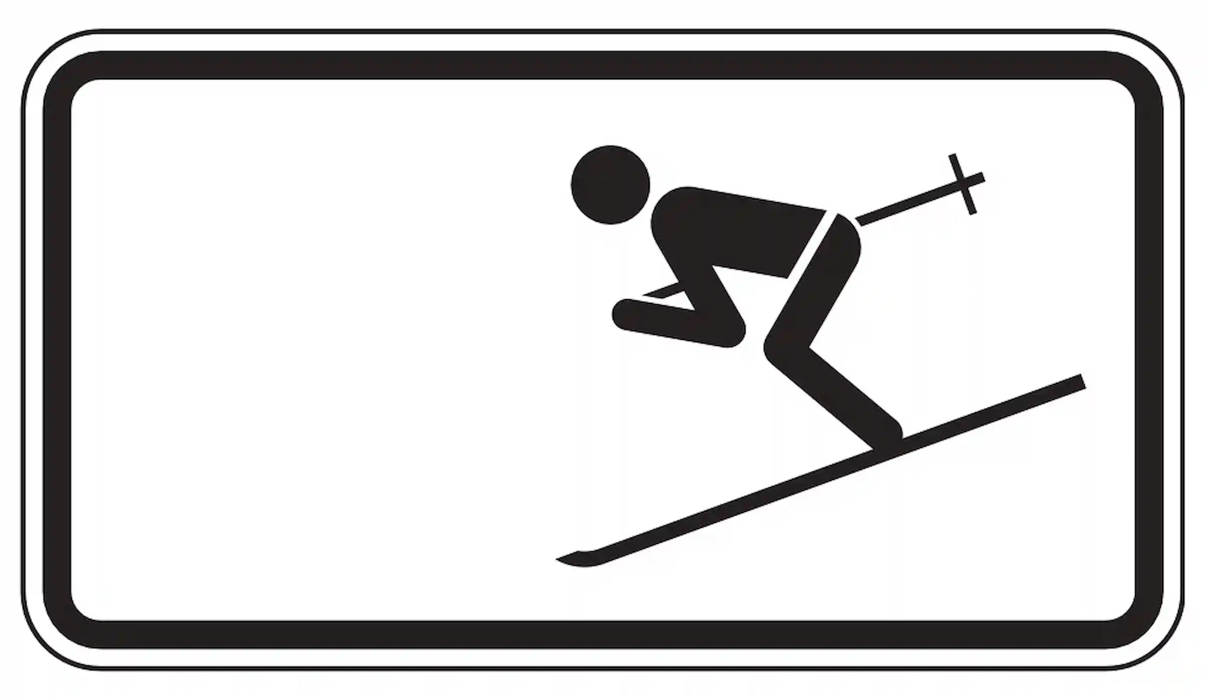 Zusatzzeichen: Wintersport erlaubt.