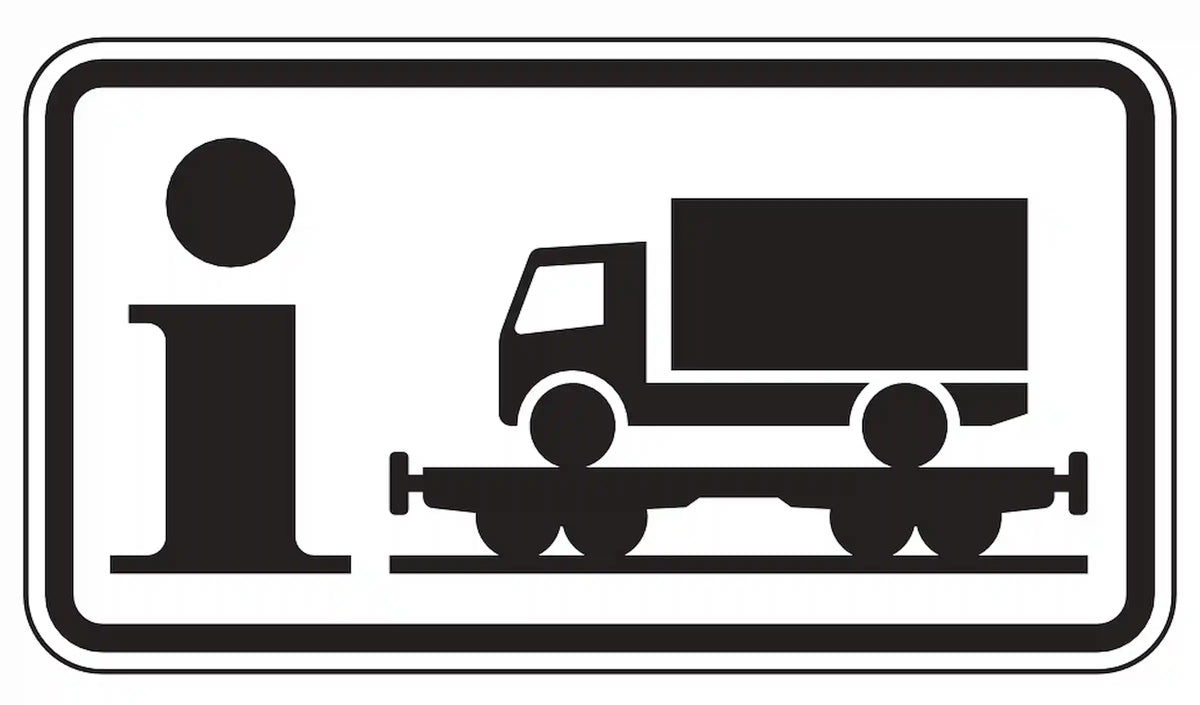 Zusatzzeichen: Info zur Rollenden Landstraße.