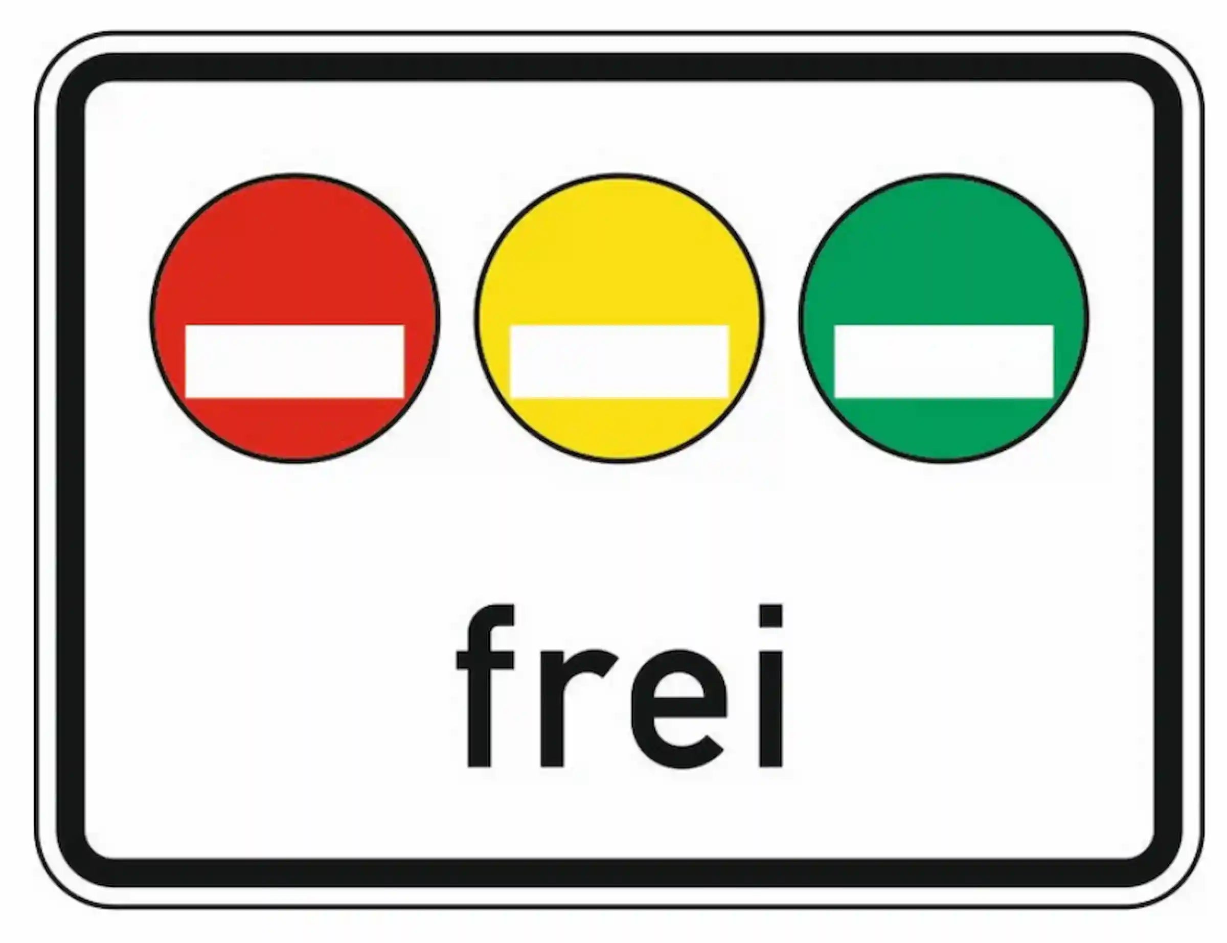 Verkehrszeichen "Freistellung vom Verkehrsverbot nach § 40 Abs. 1 BlmSchG - rote, gelbe und grüne Plakette" - VZ 1031-50