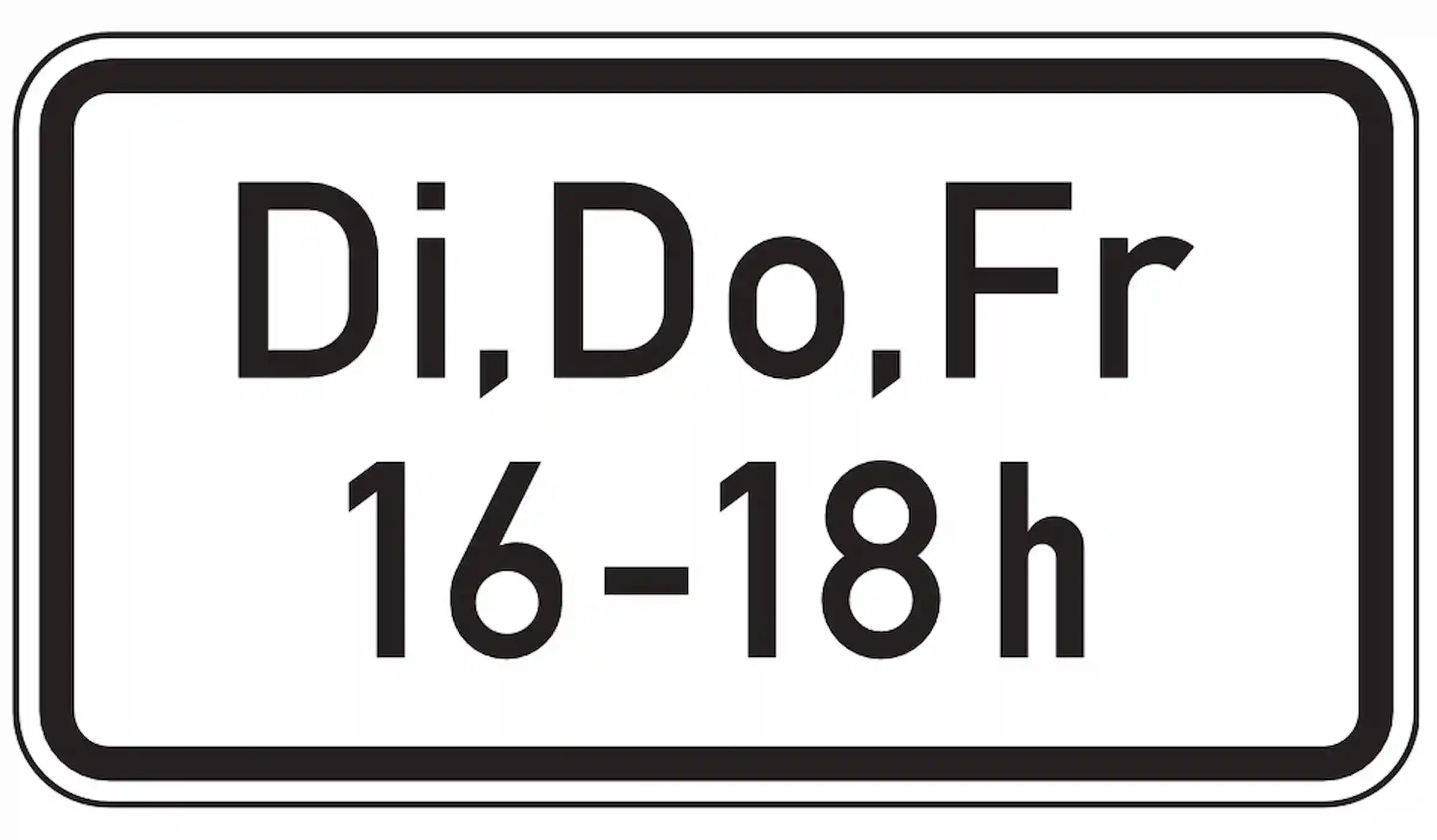 Verkehrsregelung zeitlich auf bestimmte Wochentage beschränkt.