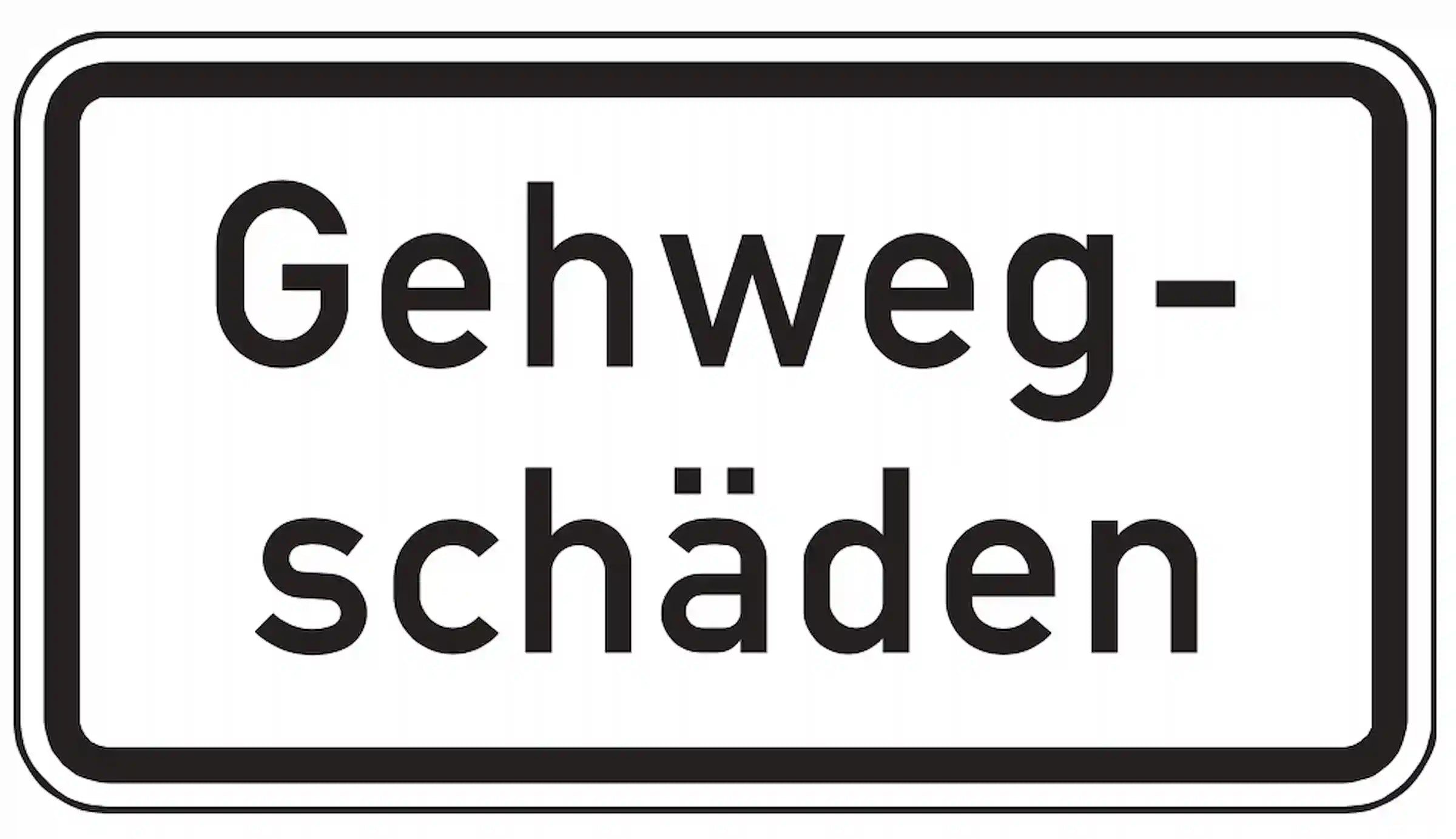 Hinweis auf beschädigten Gehweg