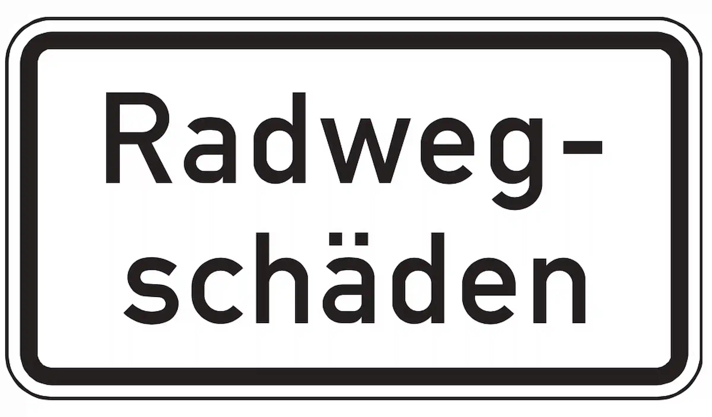 Hinweis auf beschädigten Radweg