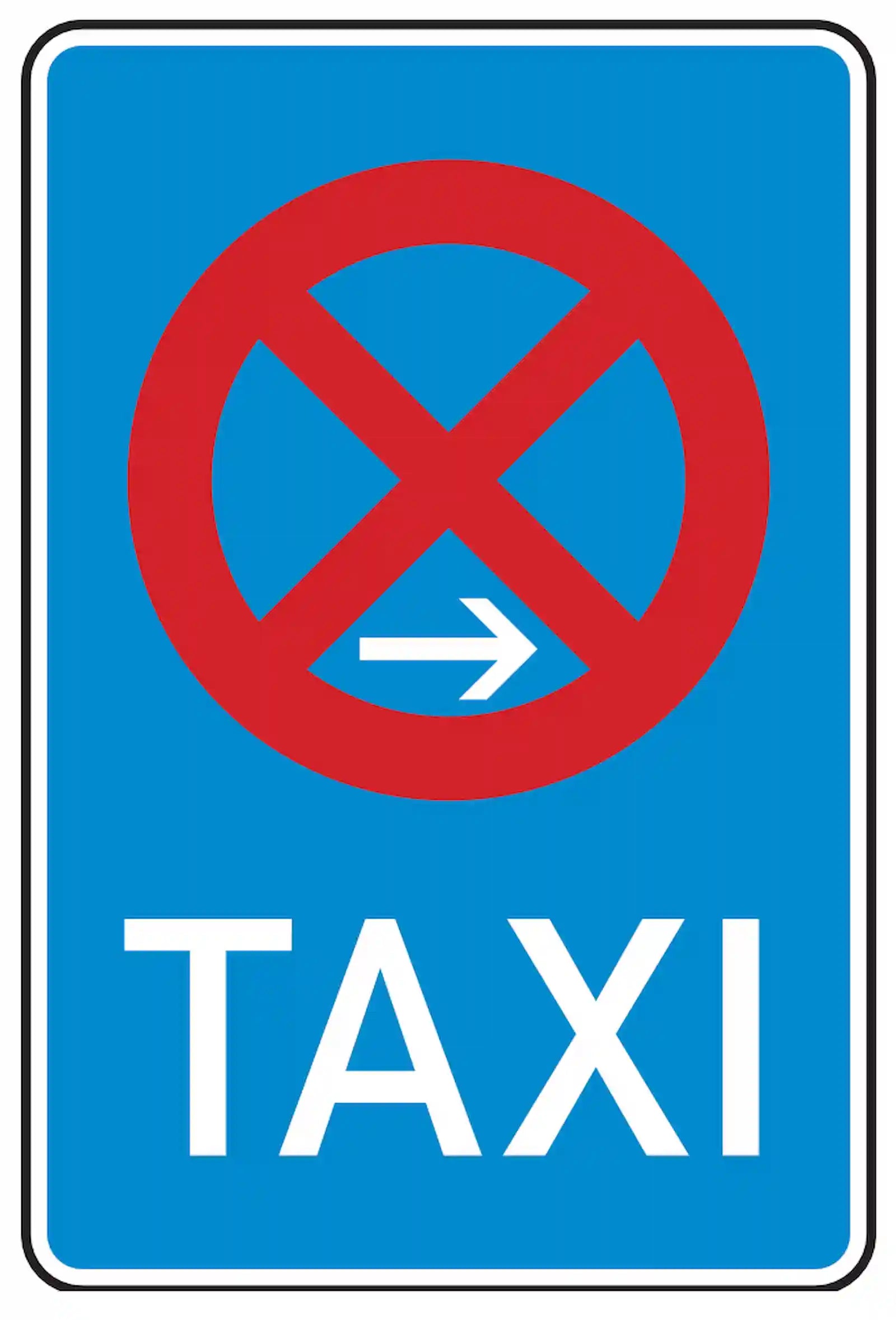 Verkehrszeichen 229-20: Ende eines Taxenstands, rechte Aufstellung.