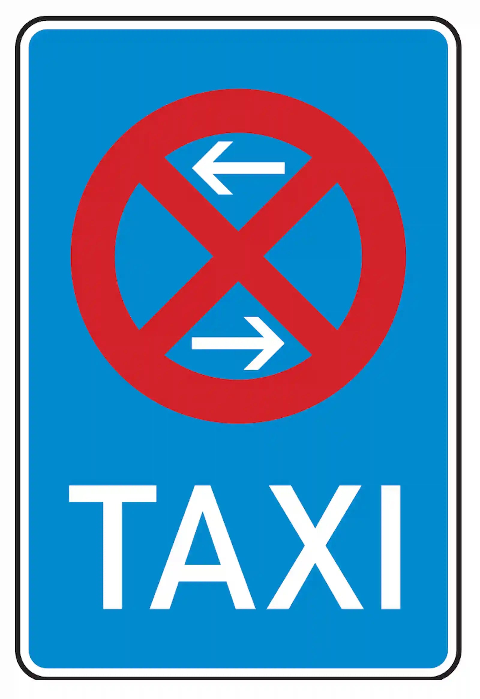 Verkehrszeichen 229-30: Mitte eines Taxenstands, rechte Aufstellung.