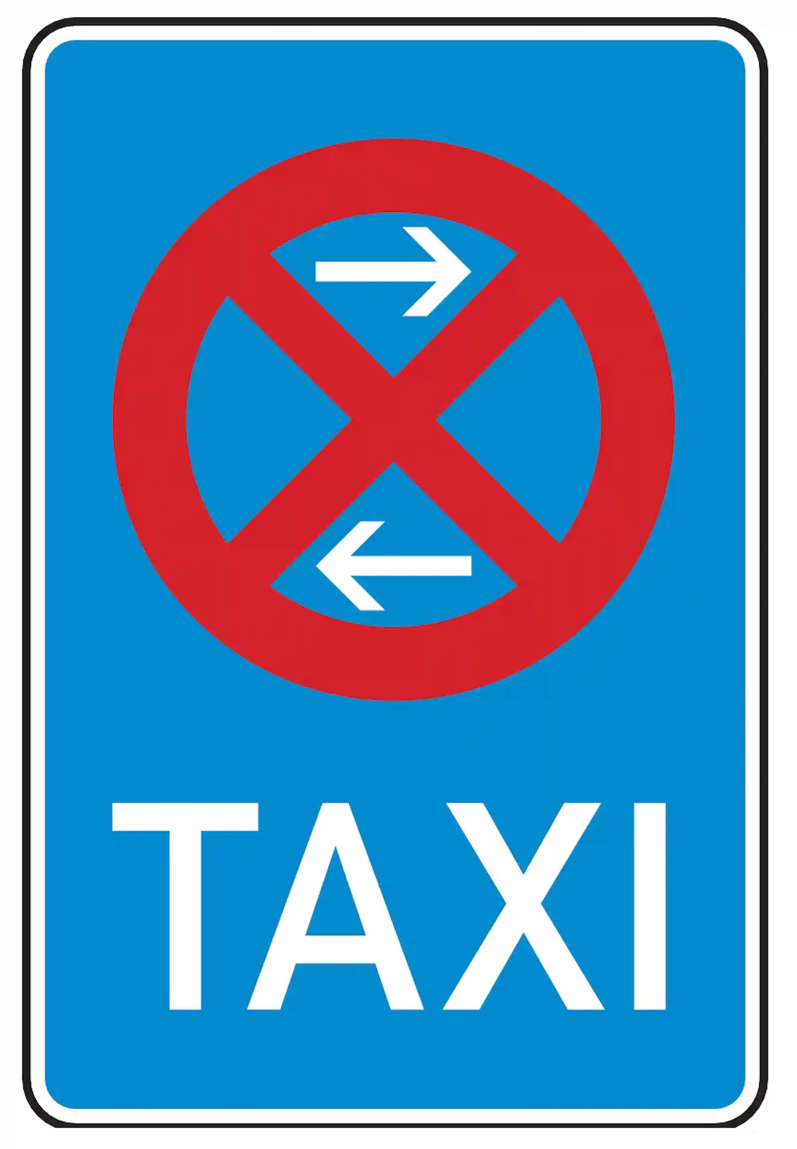 Verkehrszeichen 229-31: Mitte eines Taxenstands, linke Aufstellung.