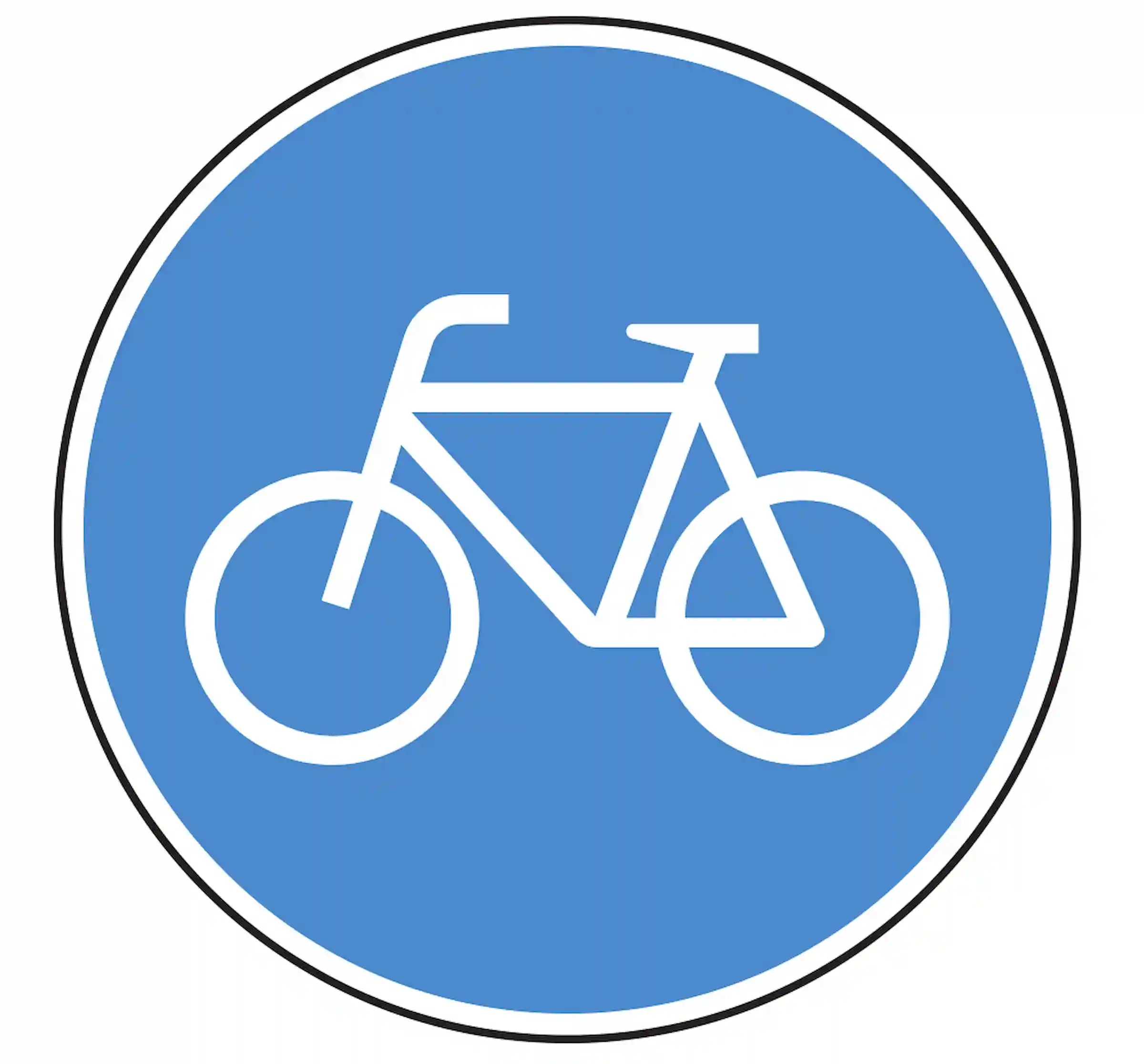 Verkehrszeichen 237: blaues Rundschild mit weißem Fahrrad – benutzungspflichtiger Radweg.