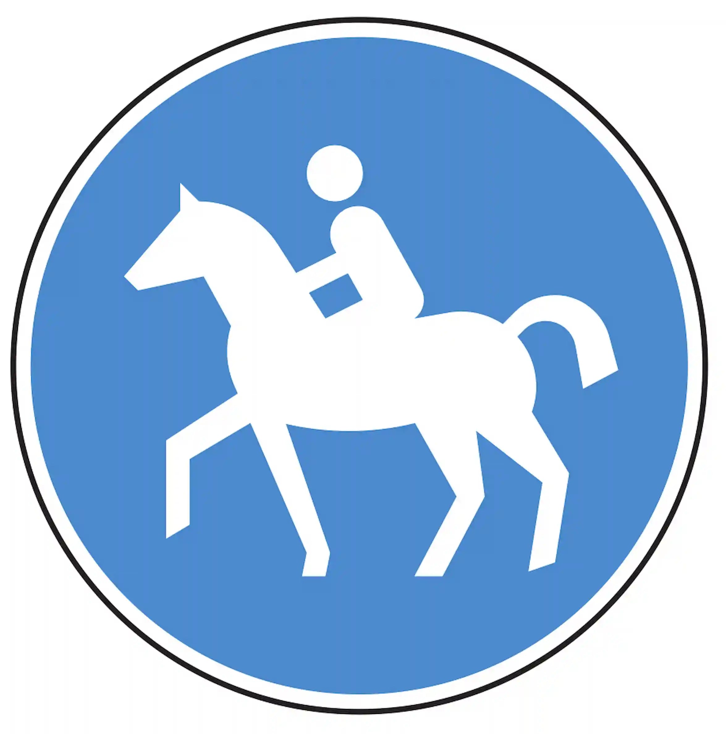 Verkehrszeichen 238: blaues Rundschild mit Reiter – benutzungspflichtiger Reitweg.
