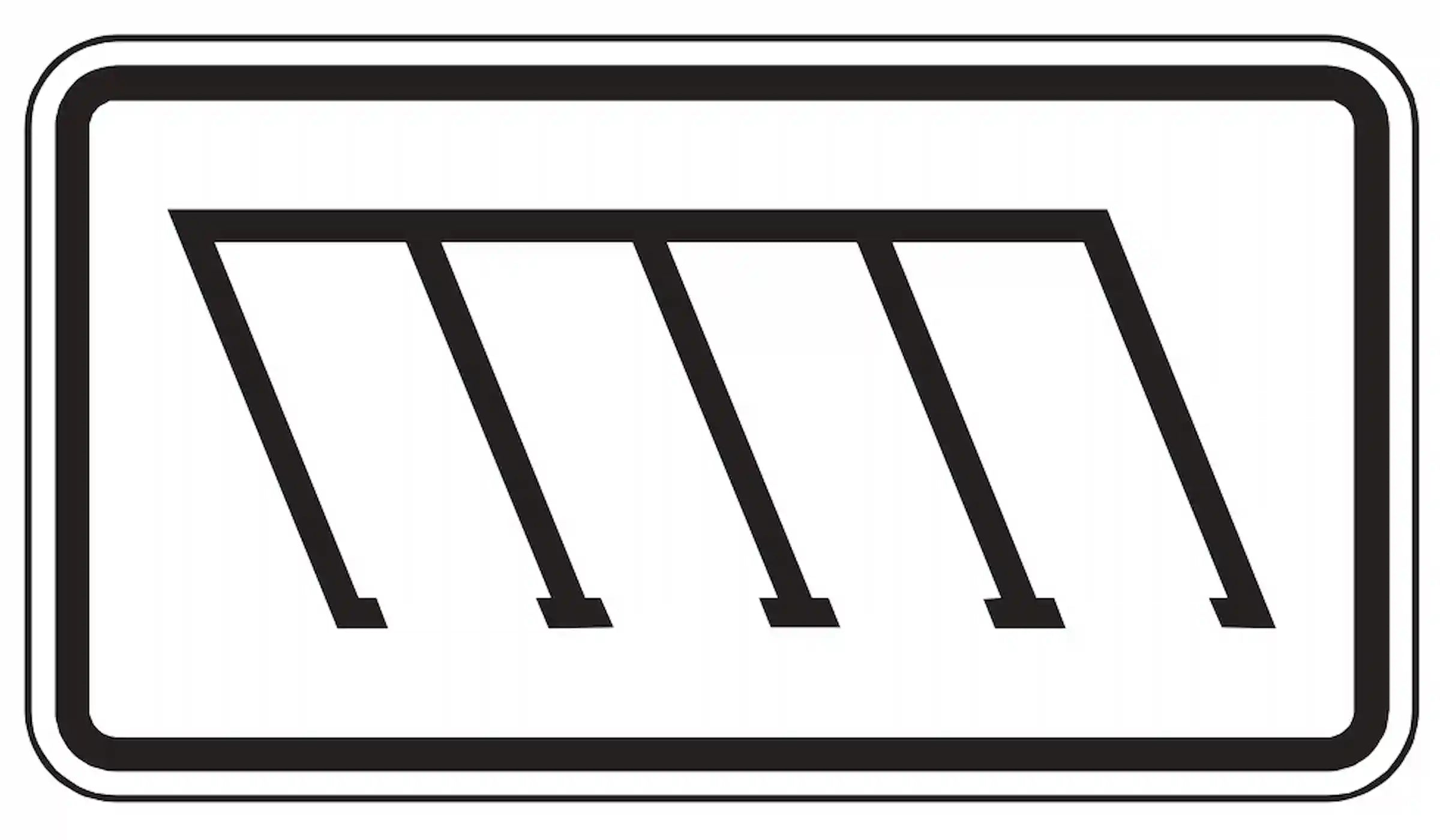 Hinweis auf eine schräge Parkordnung von rechts.