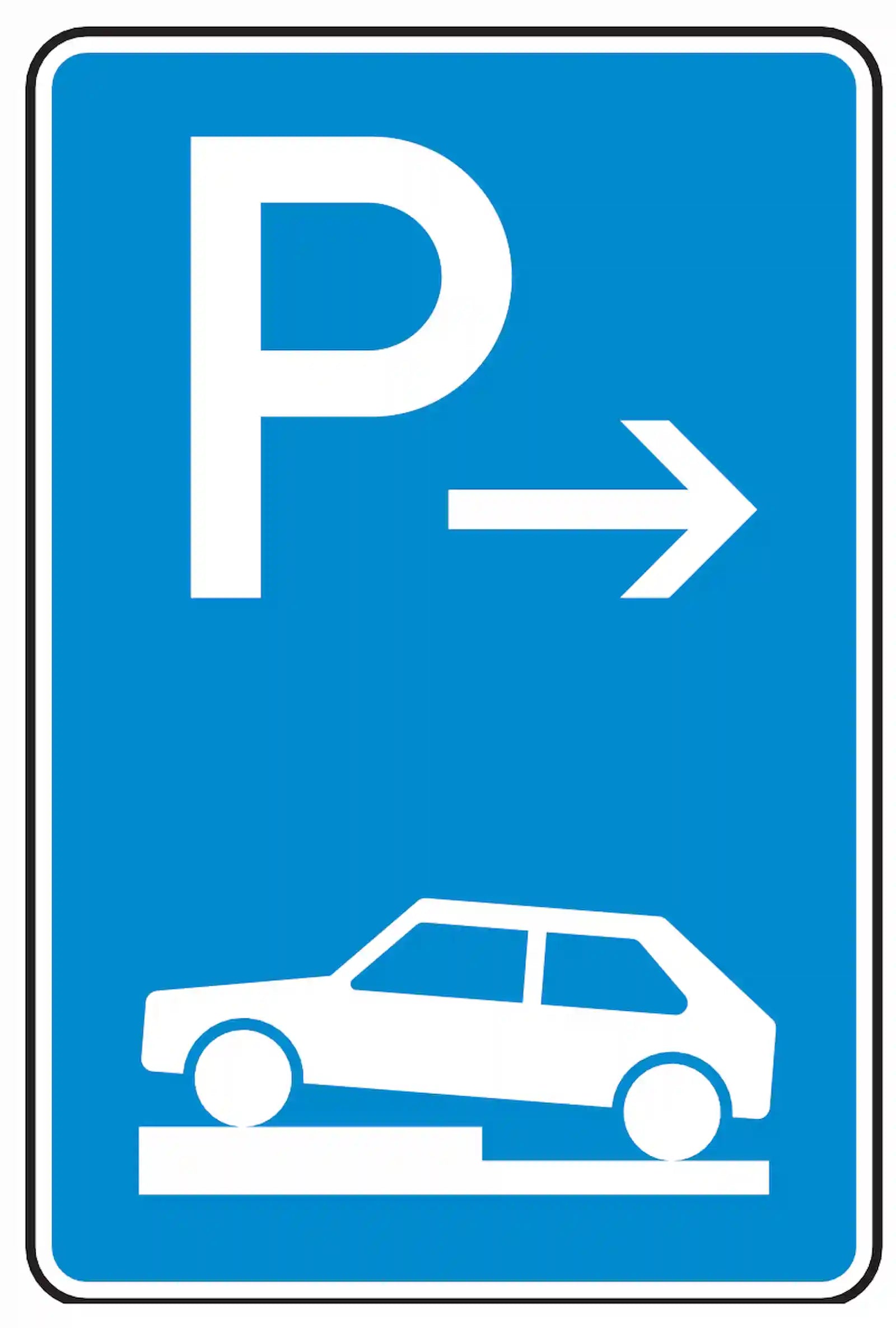 Verkehrszeichen 315-71: Beginn halb queres Gehwegparken, links, bis 2,8 t.