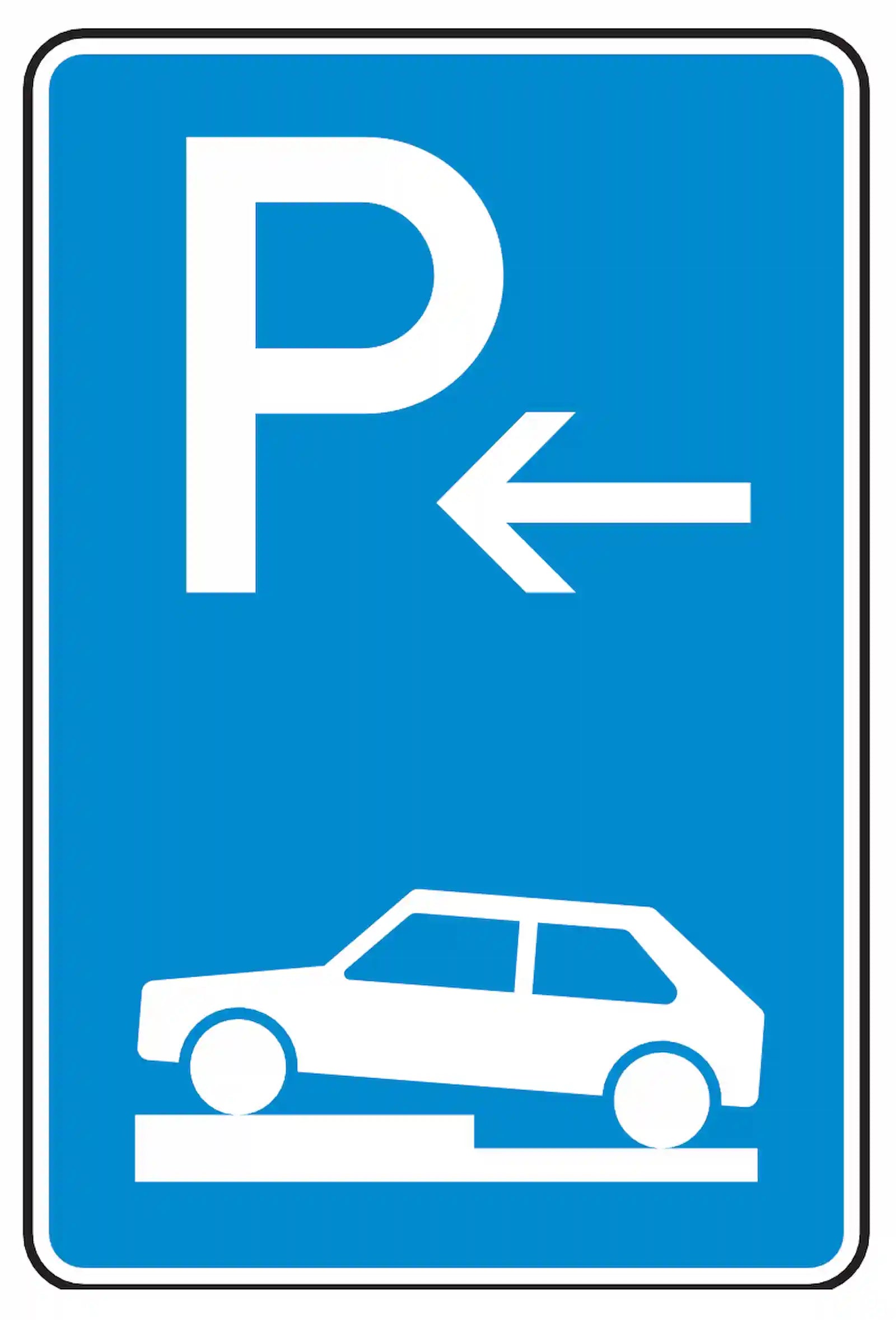 Verkehrszeichen 315-72: Ende halb queres Gehwegparken, links, bis 2,8 t.