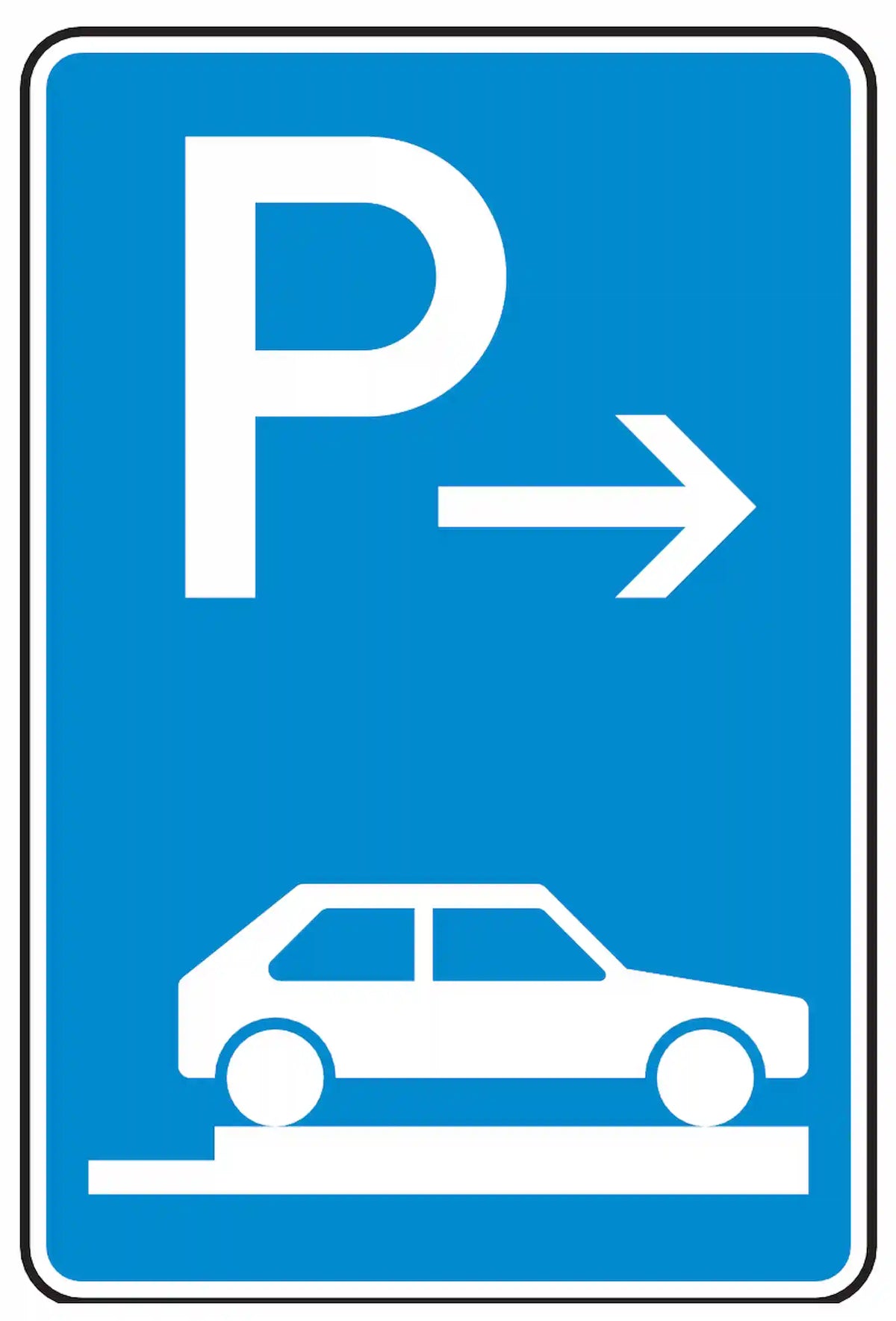 Verkehrszeichen 315-87: Ende ganz queres Gehwegparken, rechts, bis 2,8 t.