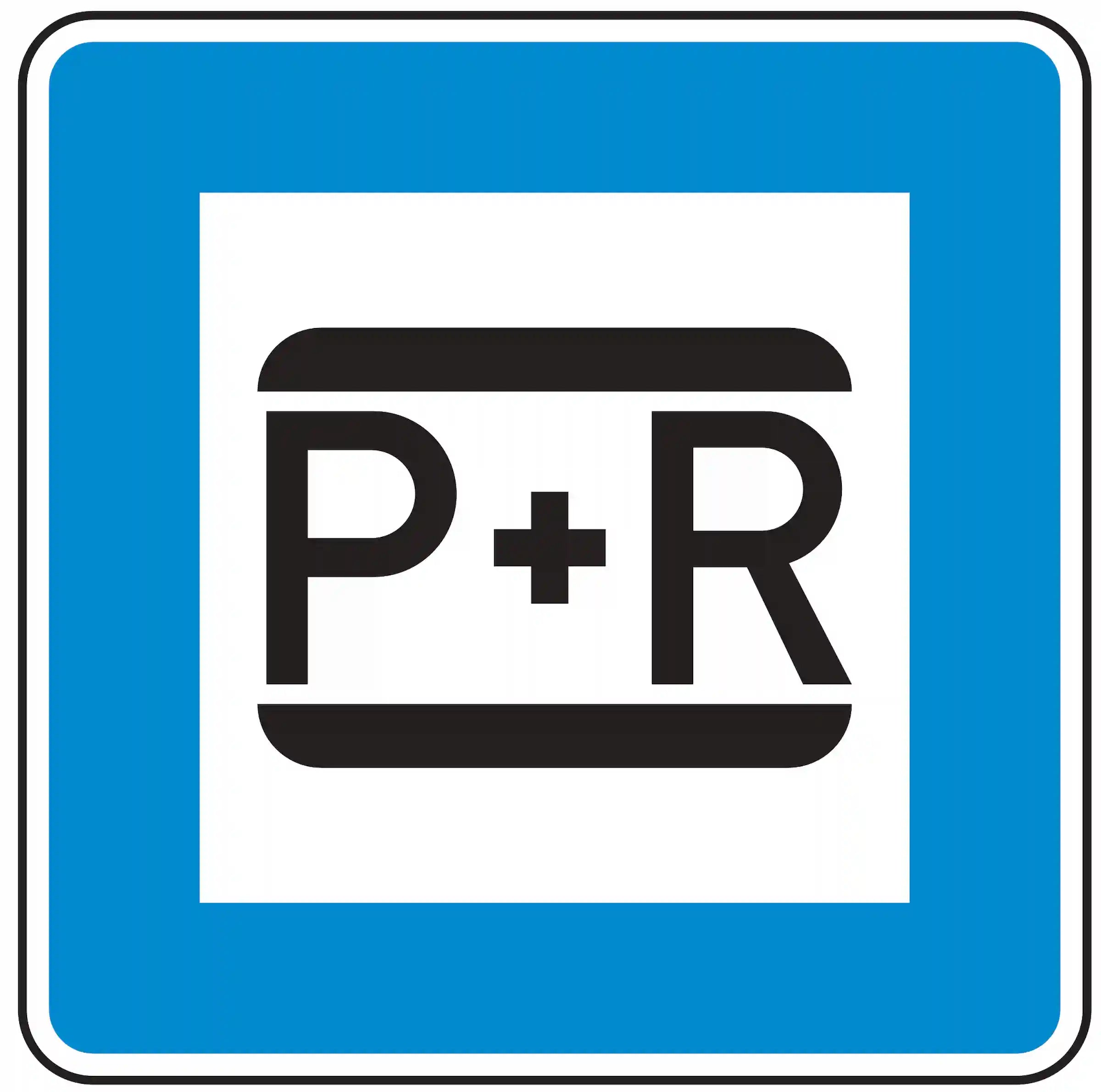 Verkehrszeichen 316: P+R Parkplatz zum Umstieg auf öffentliche Verkehrsmittel.