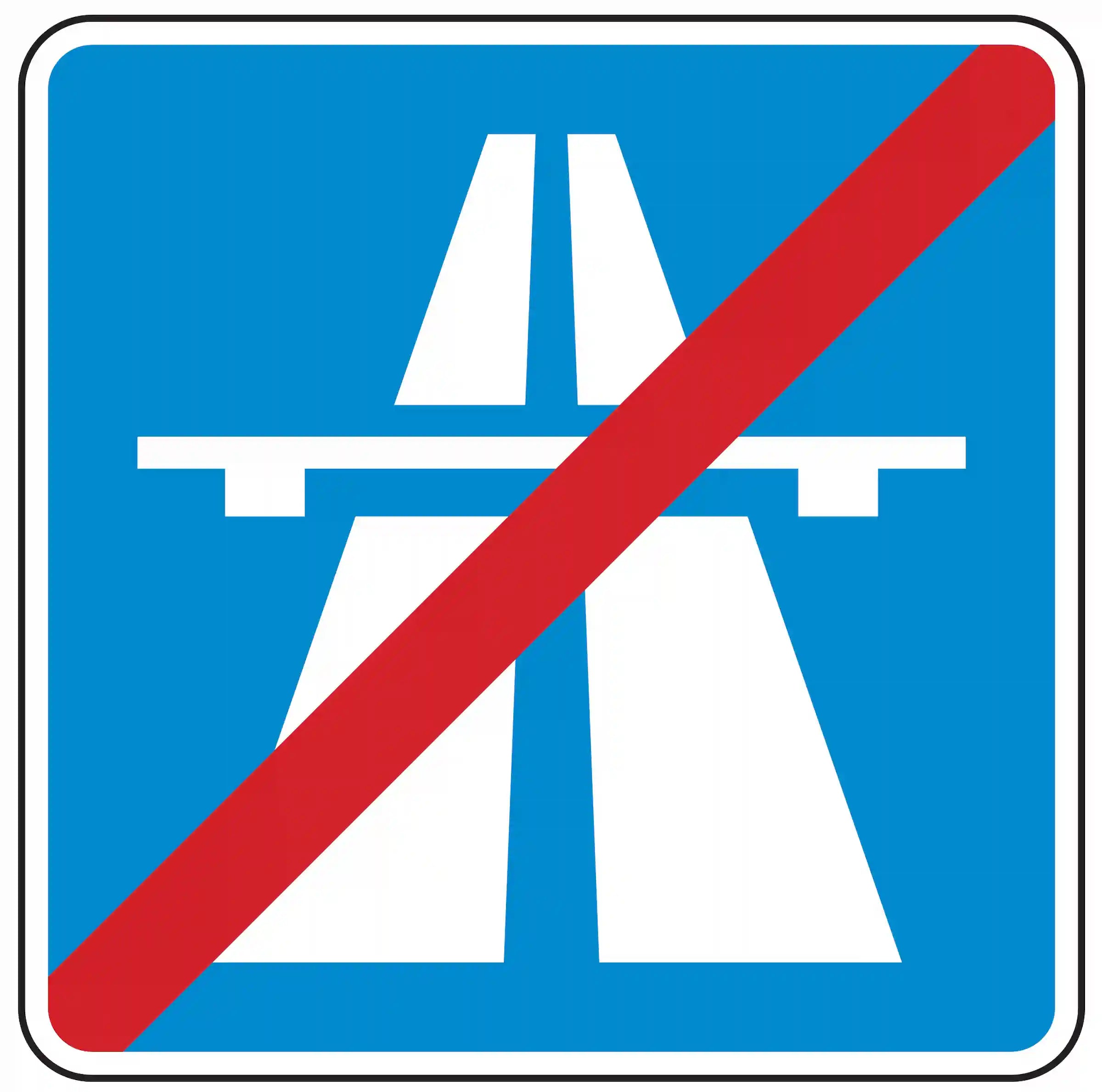 Verkehrszeichen 330.2: Ende der Autobahn, Übergang in regulären Straßenverkehr.