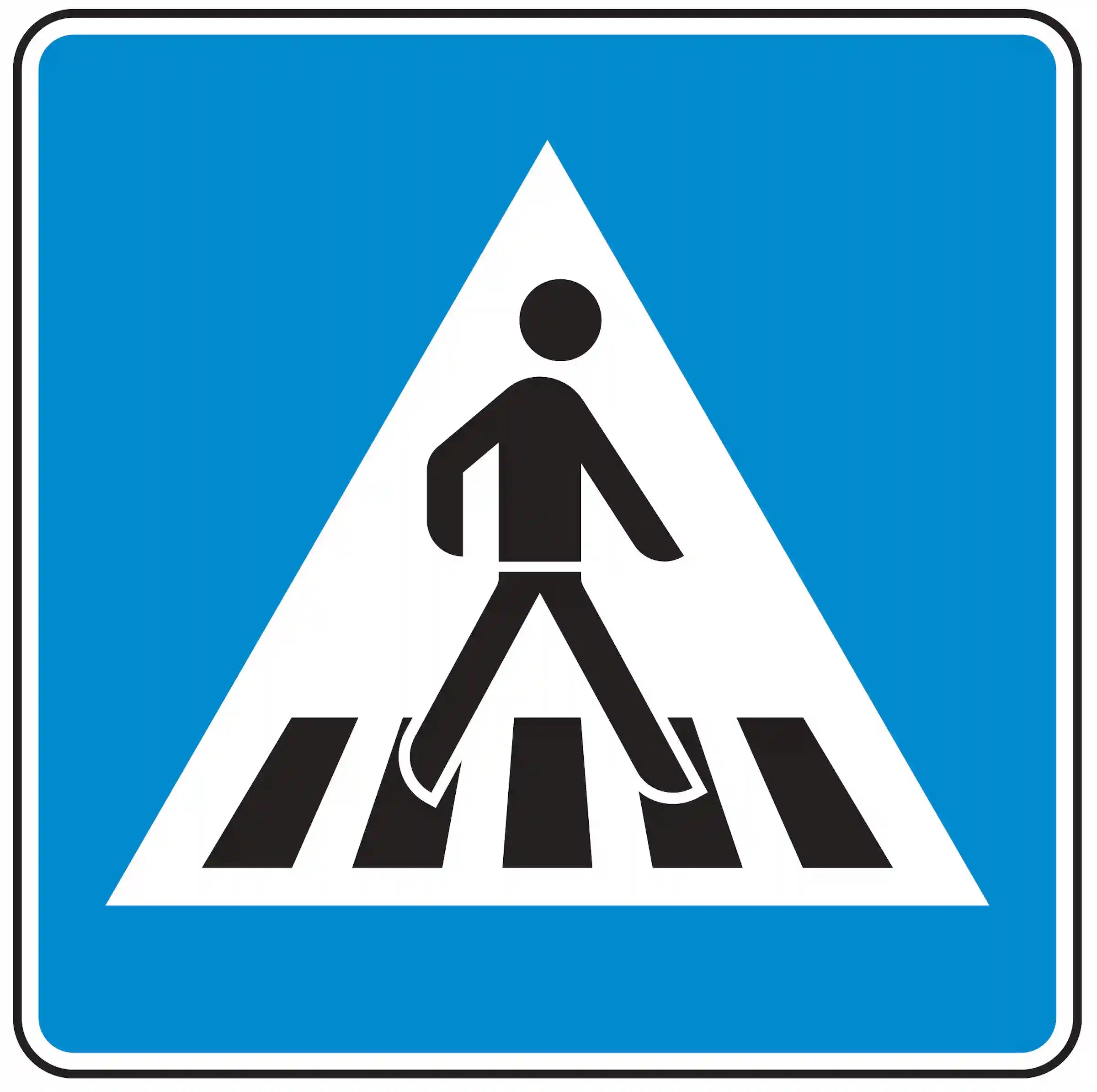 Verkehrszeichen 350-20: Fußgängerüberweg (Zebrastreifen), linke Straßenseite.