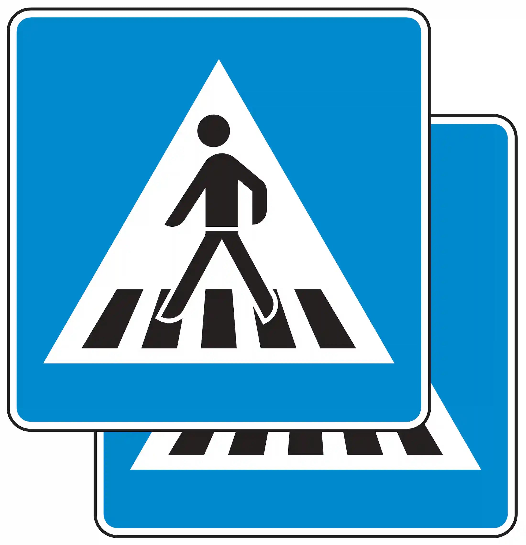 Verkehrszeichen 350-40: Fußgängerüberweg (Zebrastreifen), doppelseitige Ausführung.