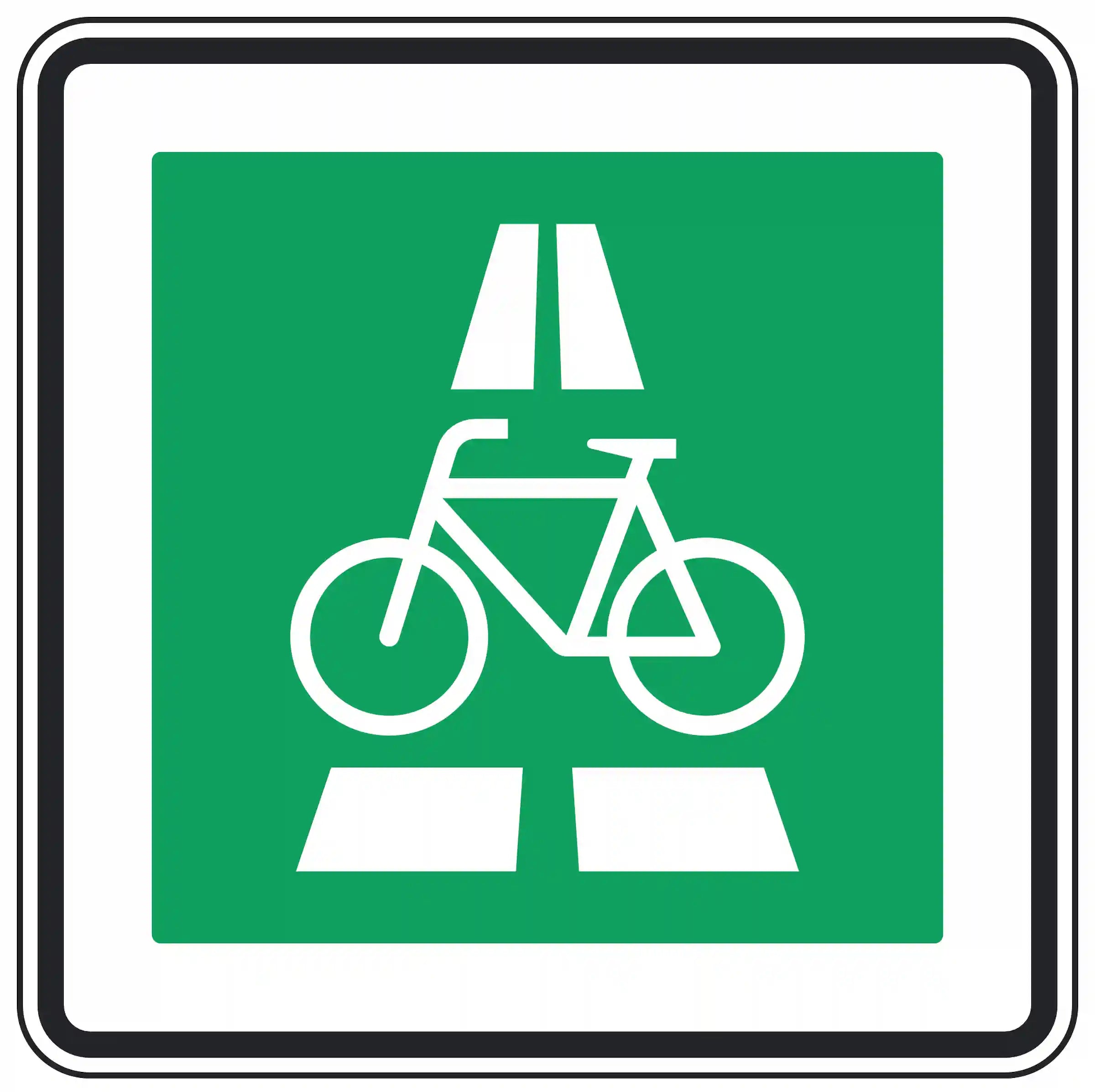 Verkehrszeichen 350.1-10: Beginn eines Radschnellwegs für Fahrräder und Elektrokleinstfahrzeuge.