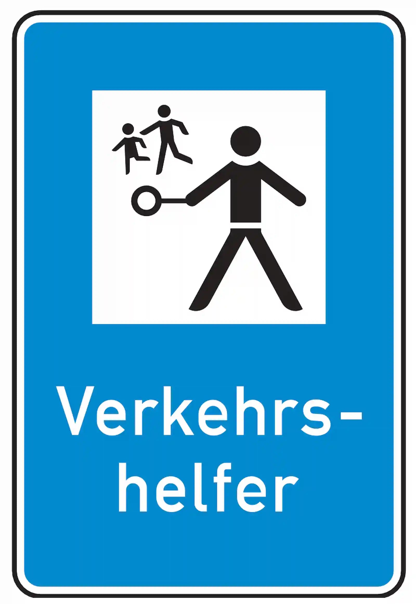 Verkehrszeichen 356: Hinweis auf Einsatz von Verkehrshelfern zur Schulwegsicherung.