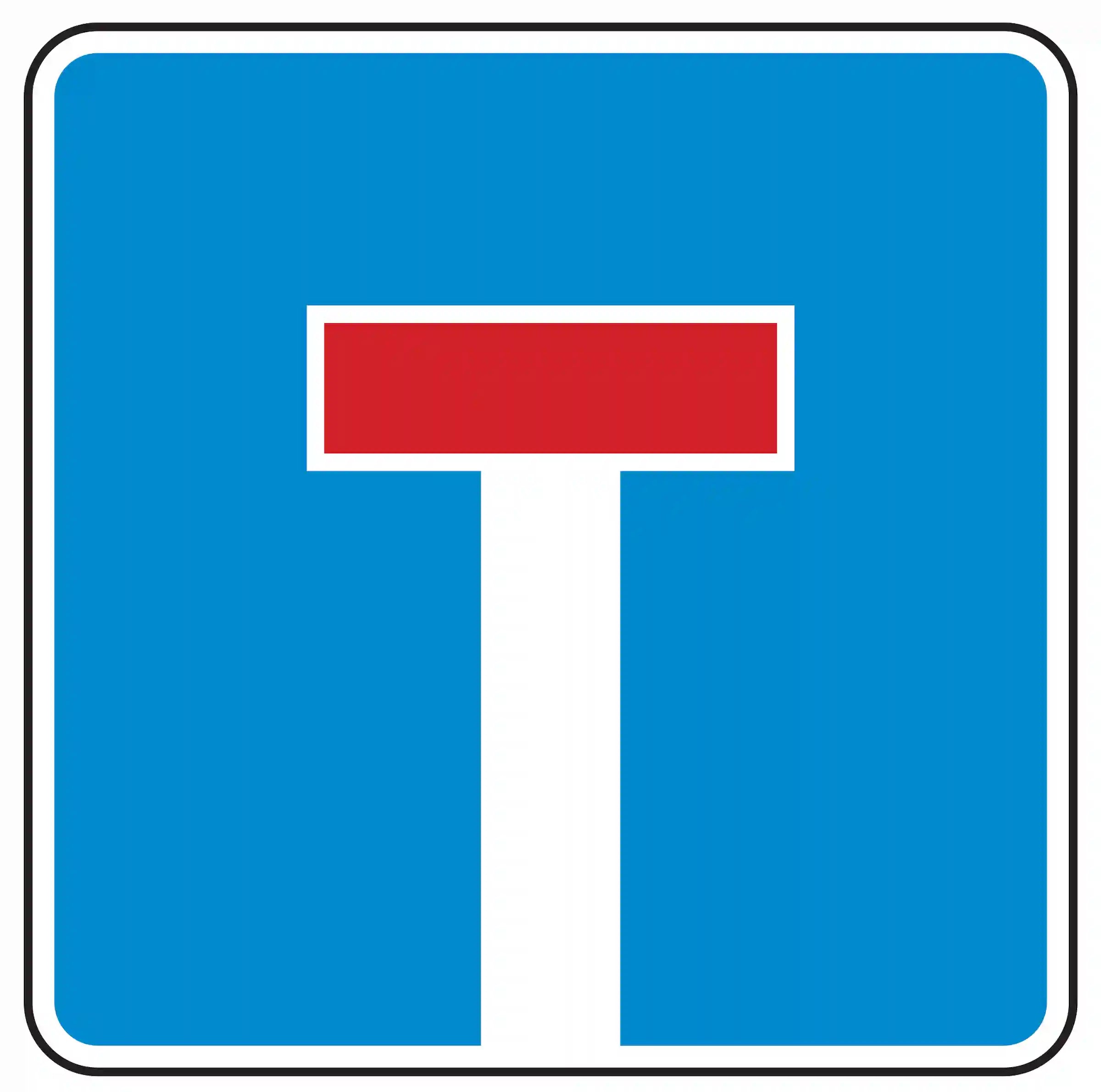 Verkehrszeichen 357: Hinweis auf eine Sackgasse (keine Durchfahrt möglich).