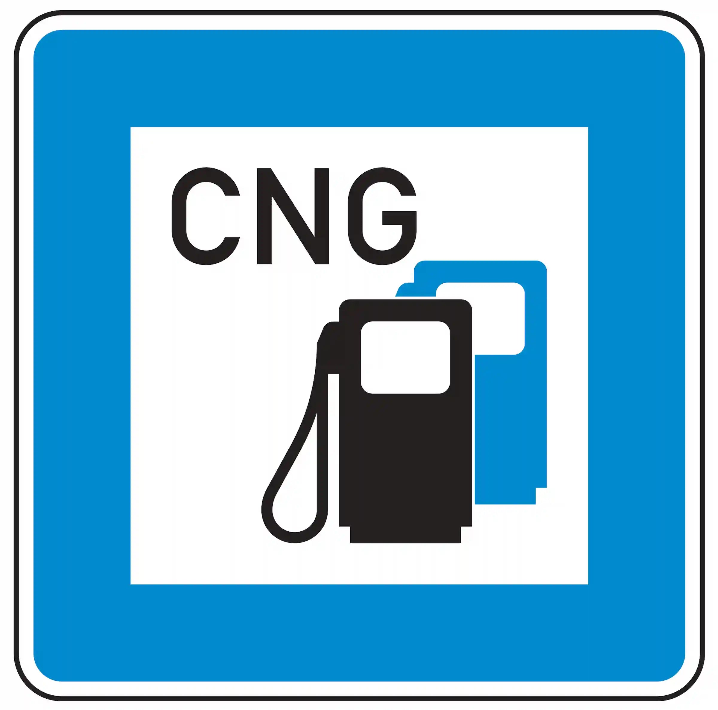 Verkehrszeichen 365-54 „Tankstelle mit Erdgas“: Mit diesem Zeichen wird auf eine Erdgastankstelle hingewiesen. Das Verkehrszeichen wird meist auf stark befahrenen Straßen angebracht z.B. auf Autobahnen.