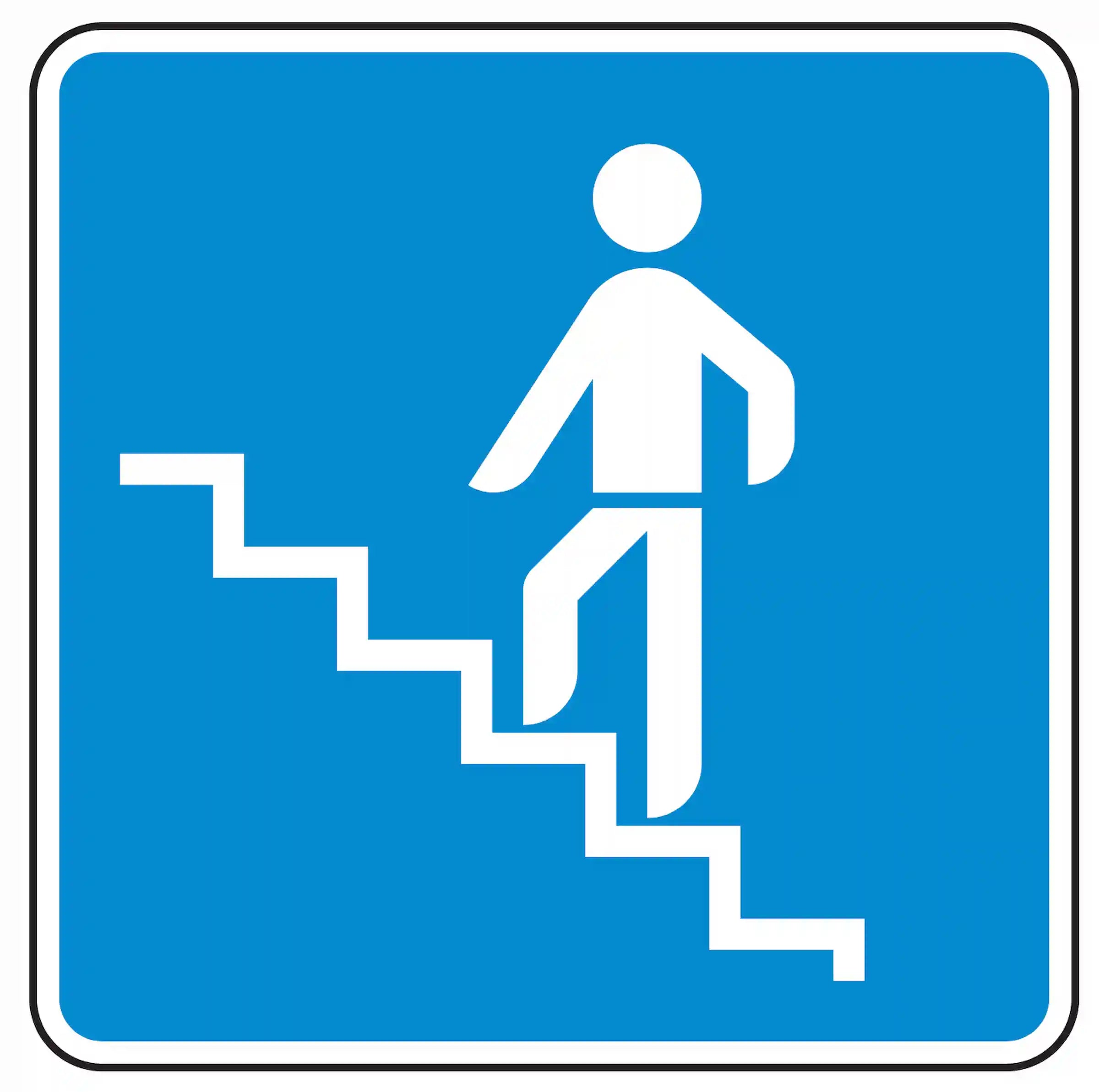 Verkehrszeichen 365-64: Hinweis auf eine Fußgängerüberführung.