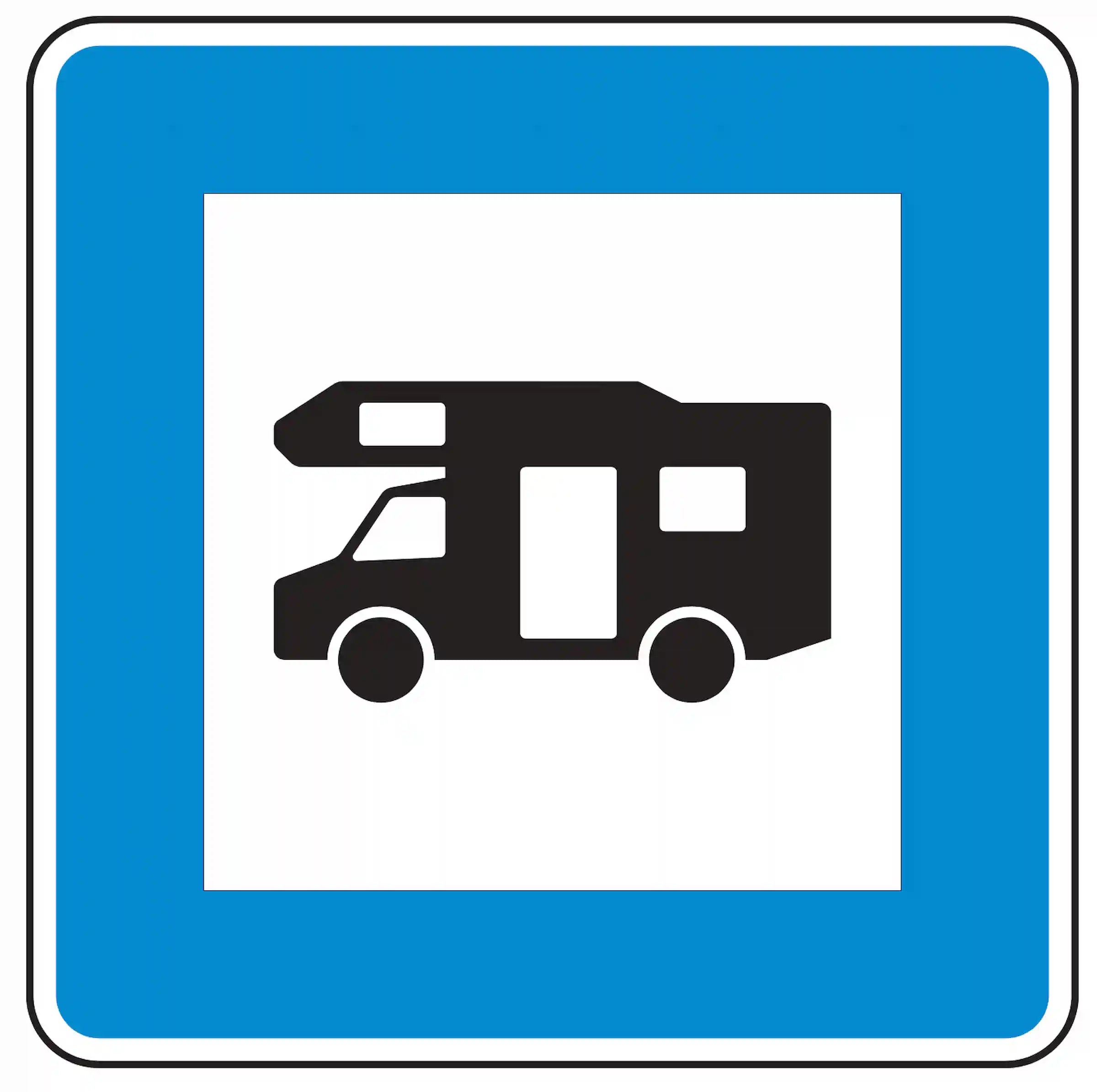 Verkehrszeichen 365-67: Hinweis auf einen Wohnmobilstellplatz.