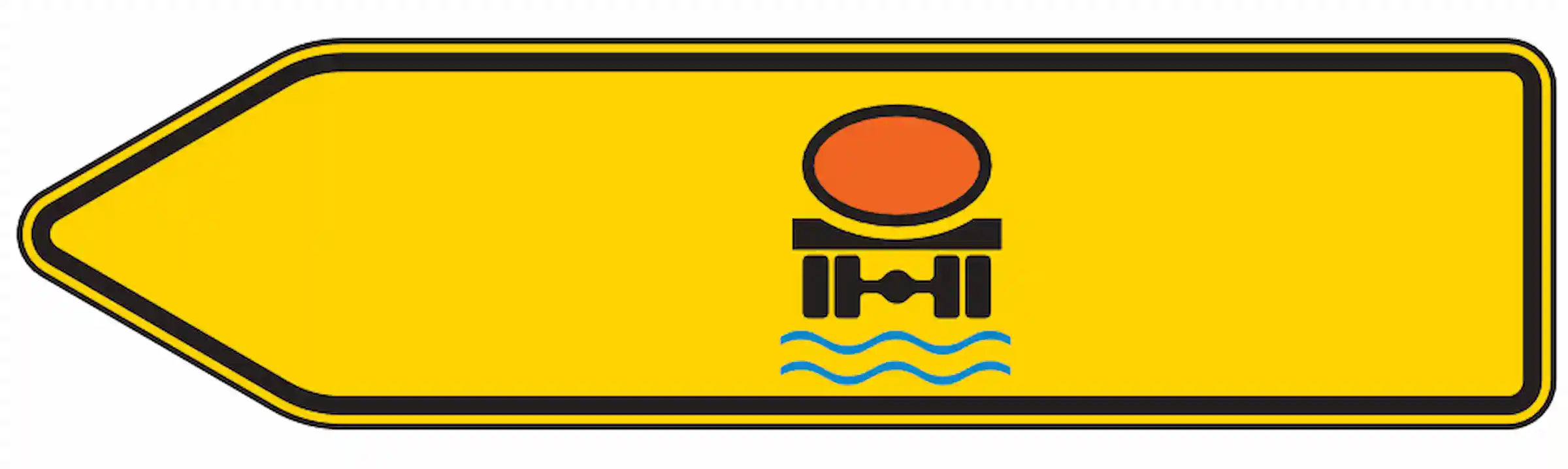 Verkehrszeichen 421-12 „Pfeilwegweiser für Fahrzeuge mit wassergefährdender Ladung, linksweisend“ - VZ 421-12