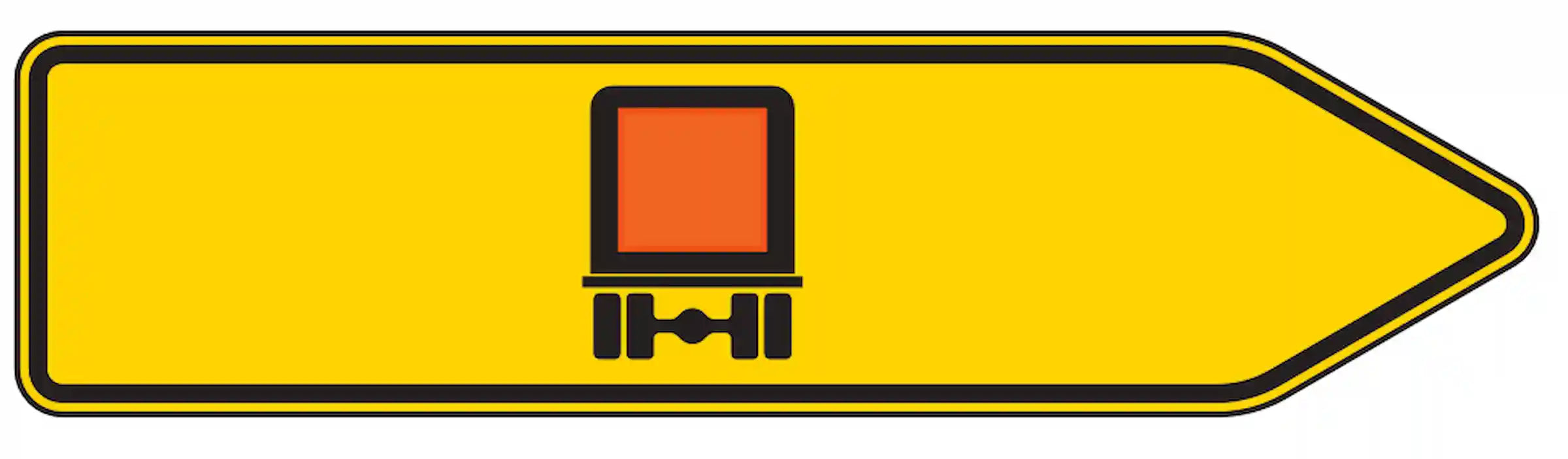 Verkehrszeichen 421-21 „Pfeilwegweiser für kennzeichnungspflichtige Fahrzeuge mit gefährlichen Gütern, rechtsweisend - VZ 421-21