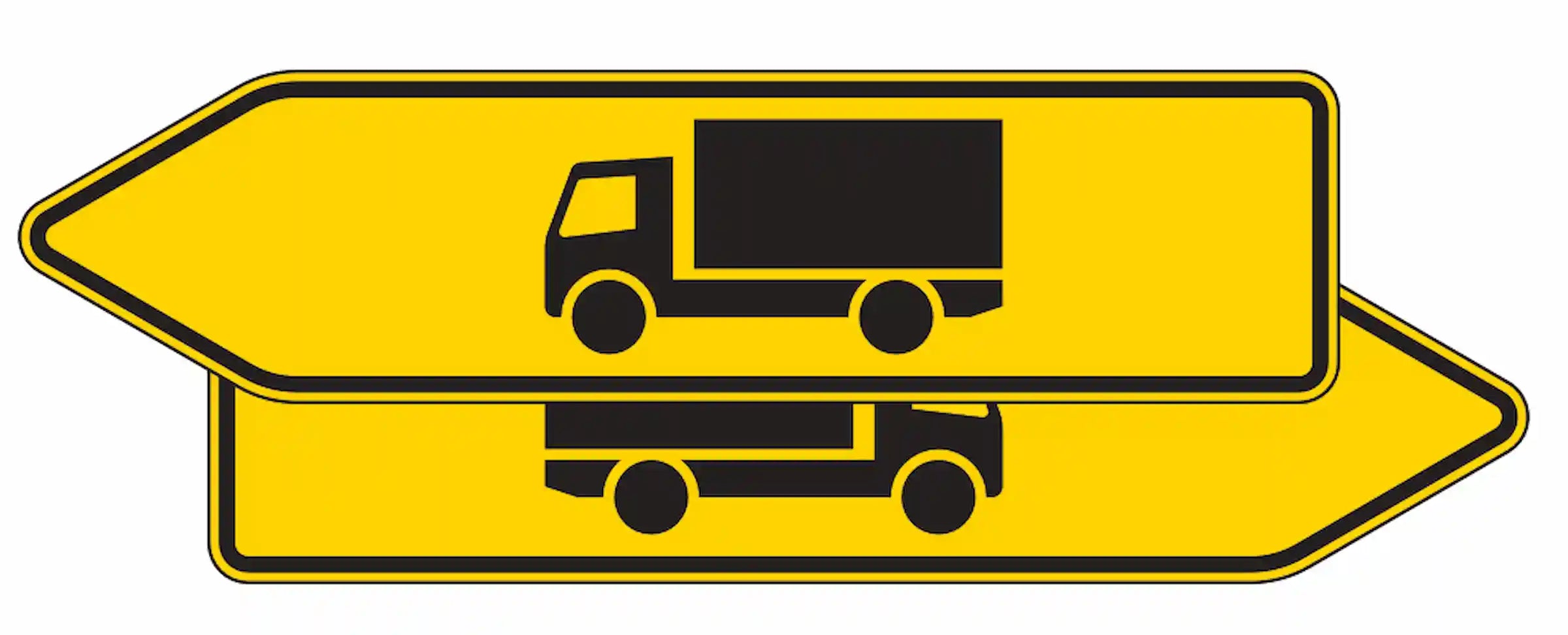 Verkehrszeichen 421-40 „Pfeilwegweiser für KFZ mit einer zulässigen Gesamtmasse über 3,5 t, doppelseitig“ - VZ 421-40