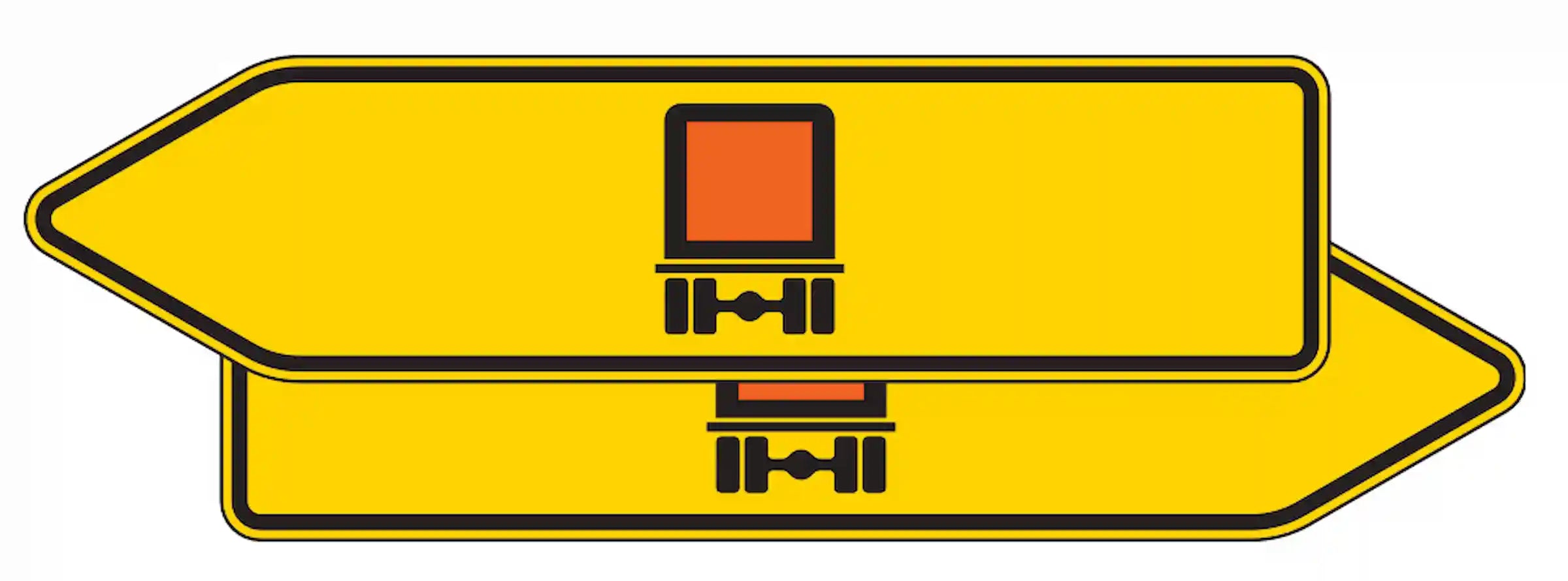 Verkehrszeichen 421-41 „Pfeilwegweiser für kennzeichnungspflichtige Fahrzeuge mit gefährlichen Gütern, doppelseitig“ - VZ 421-41
