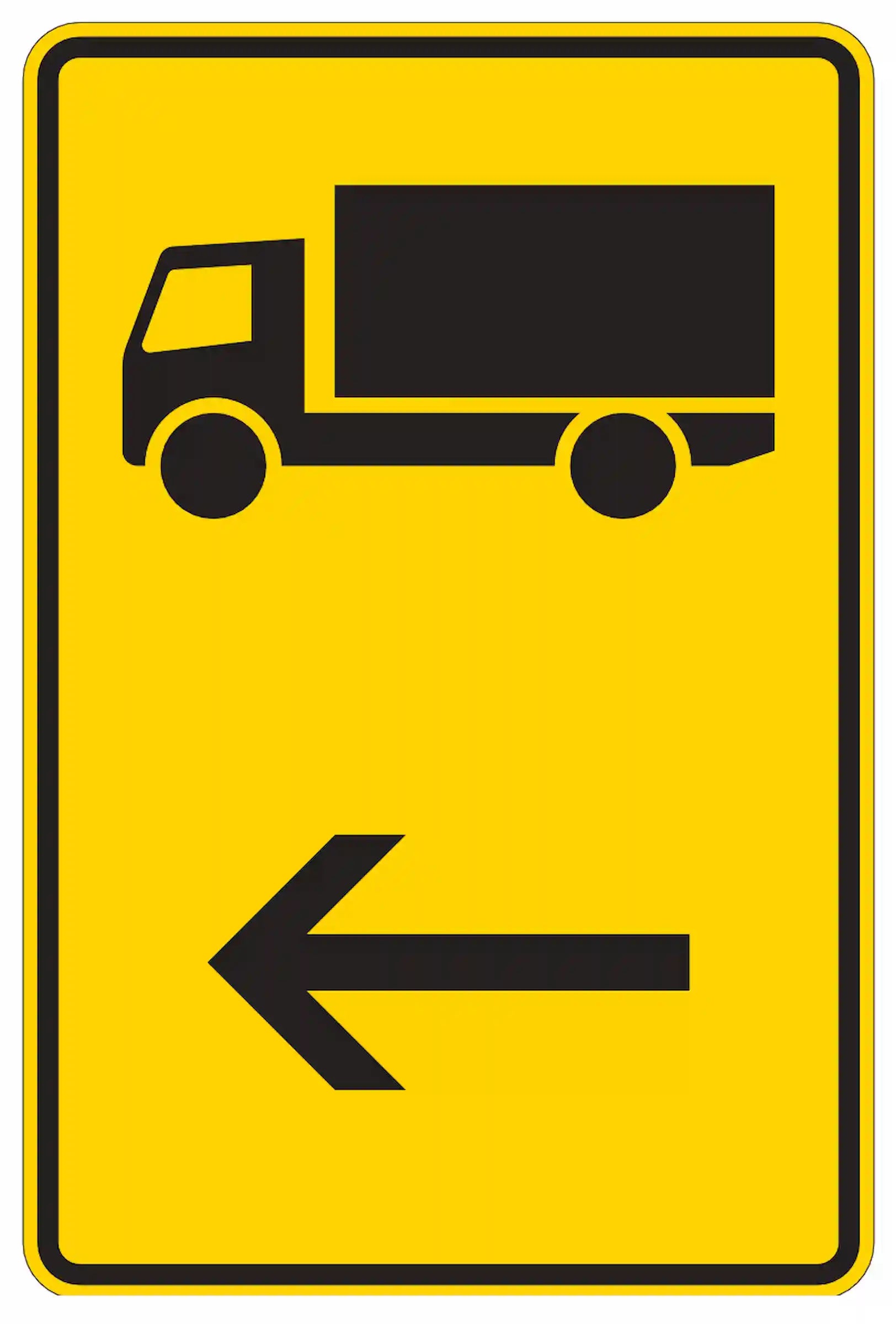 Verkehrszeichen 422-10: Umleitung für Fahrzeuge über 3,5 t nach links.